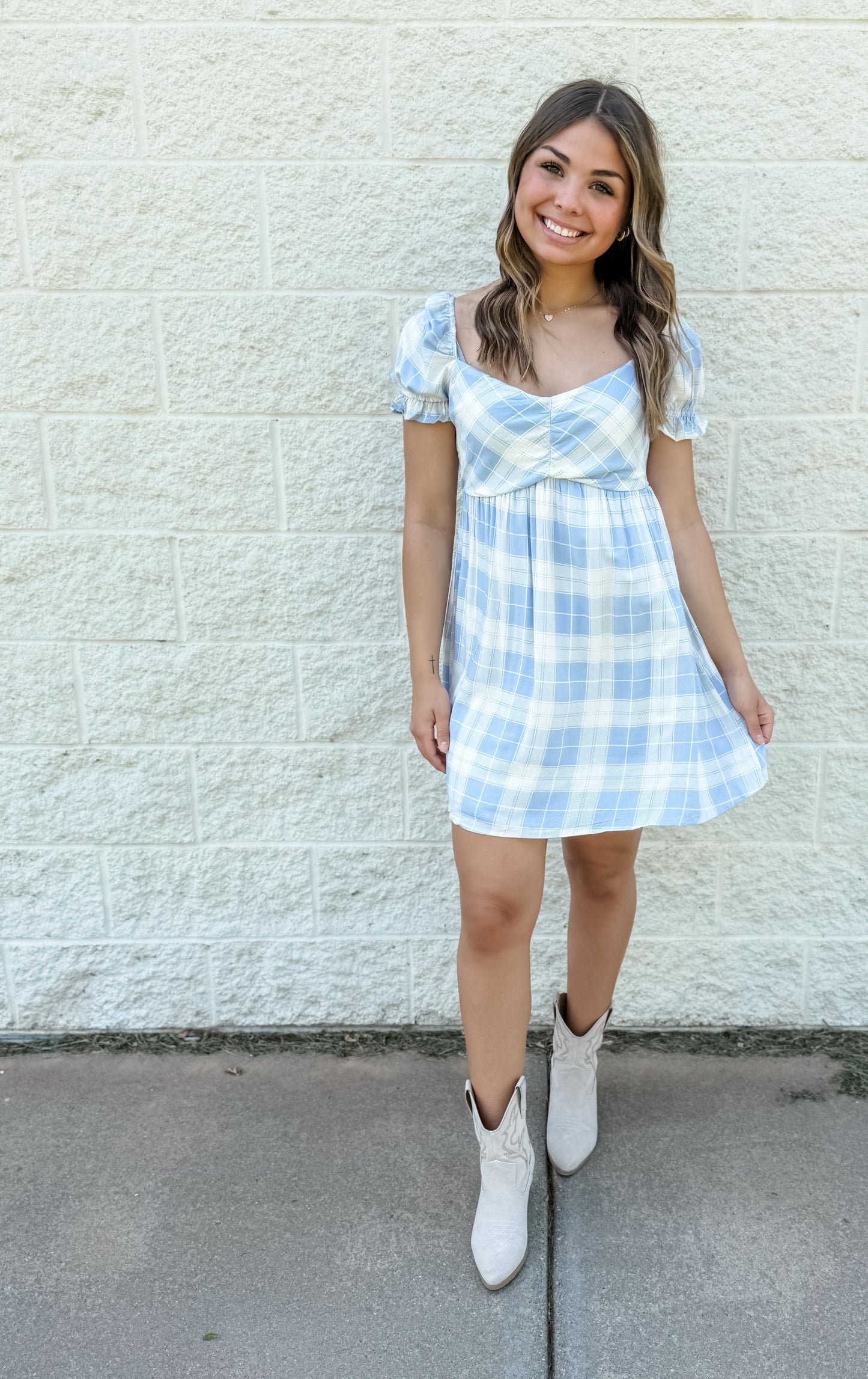 Dusty Bluebird Mini Dress