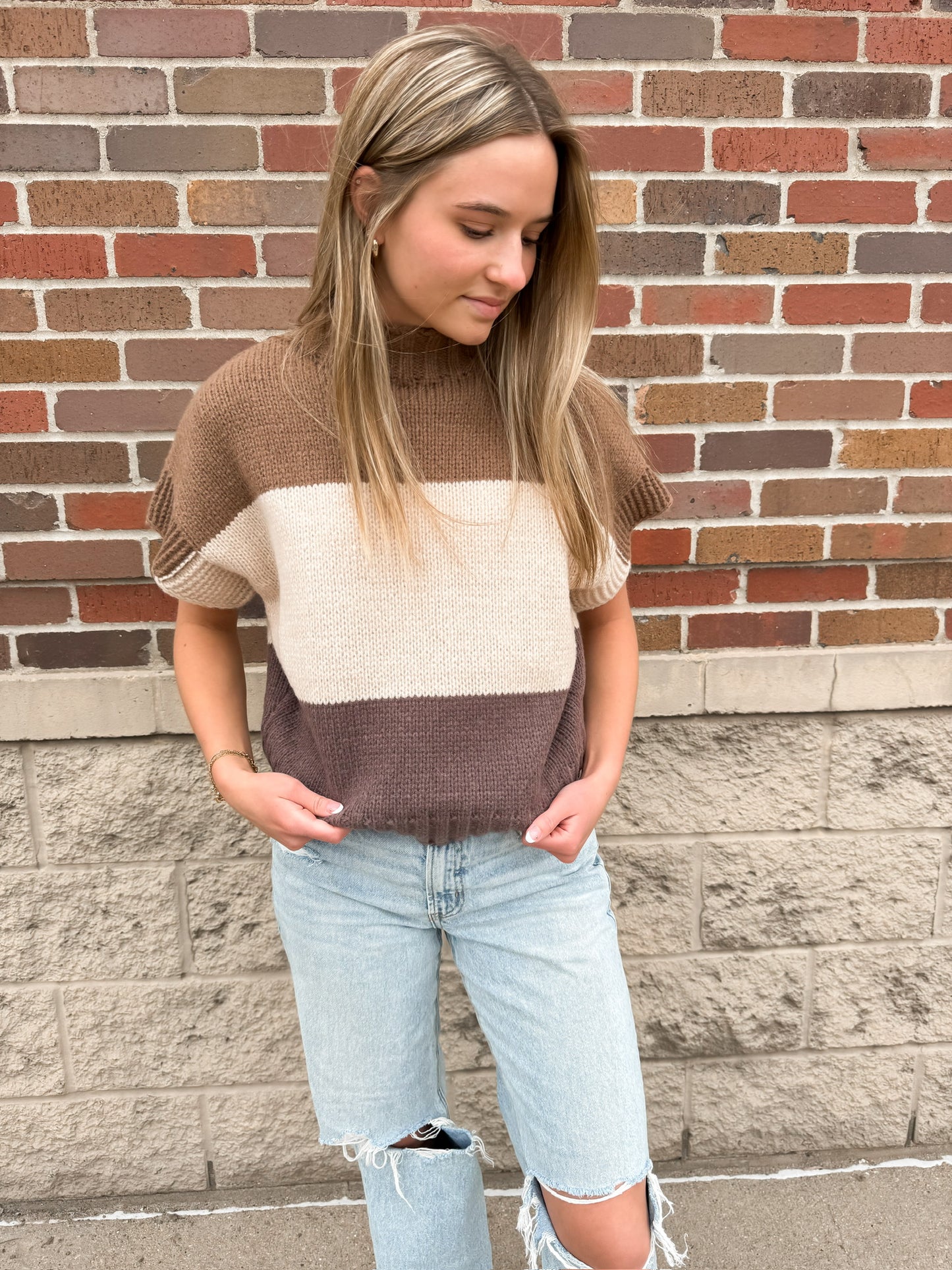 Neutral Block Sweater Vest