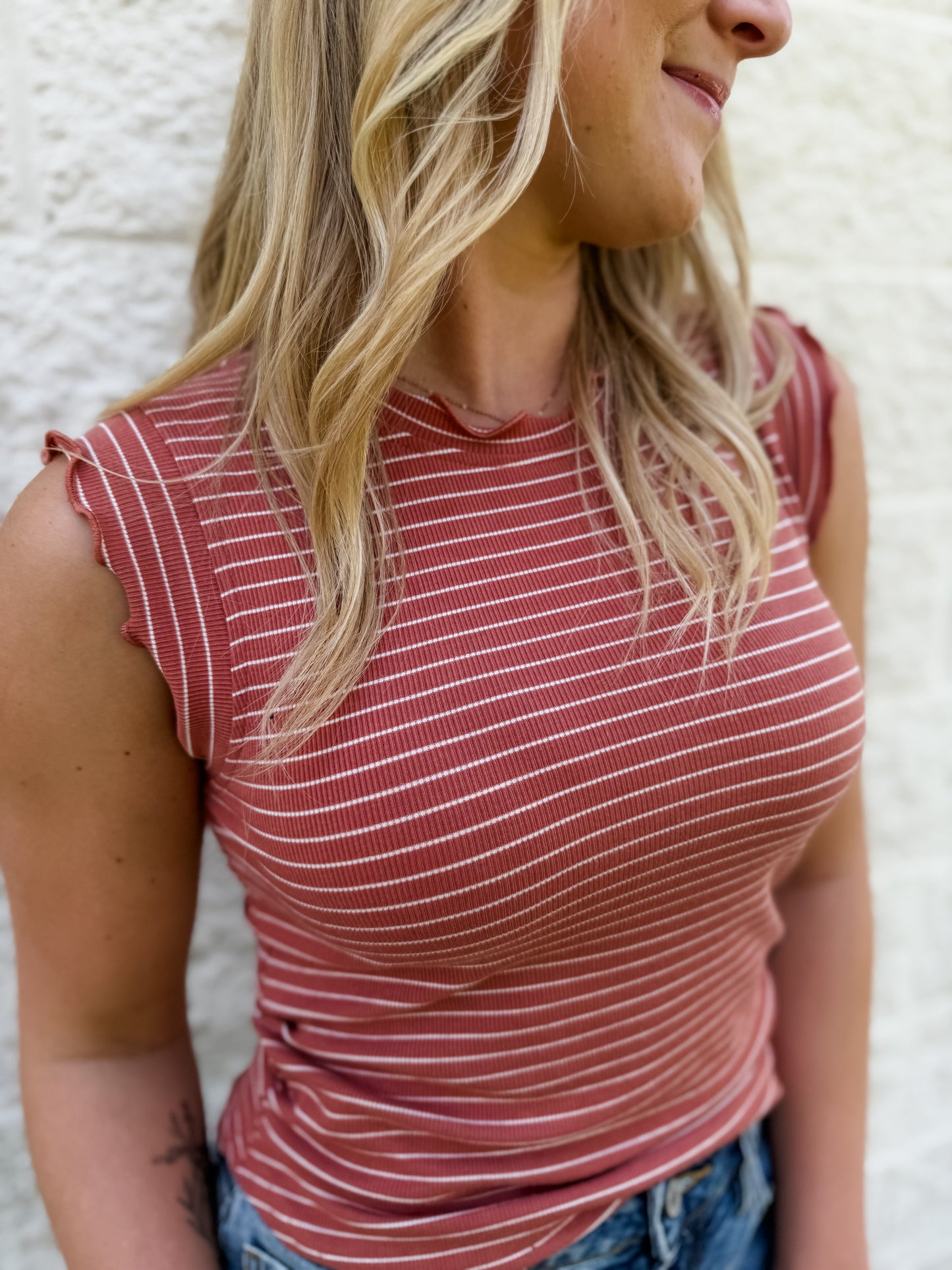 The Maren Tank - Terracotta Stripe