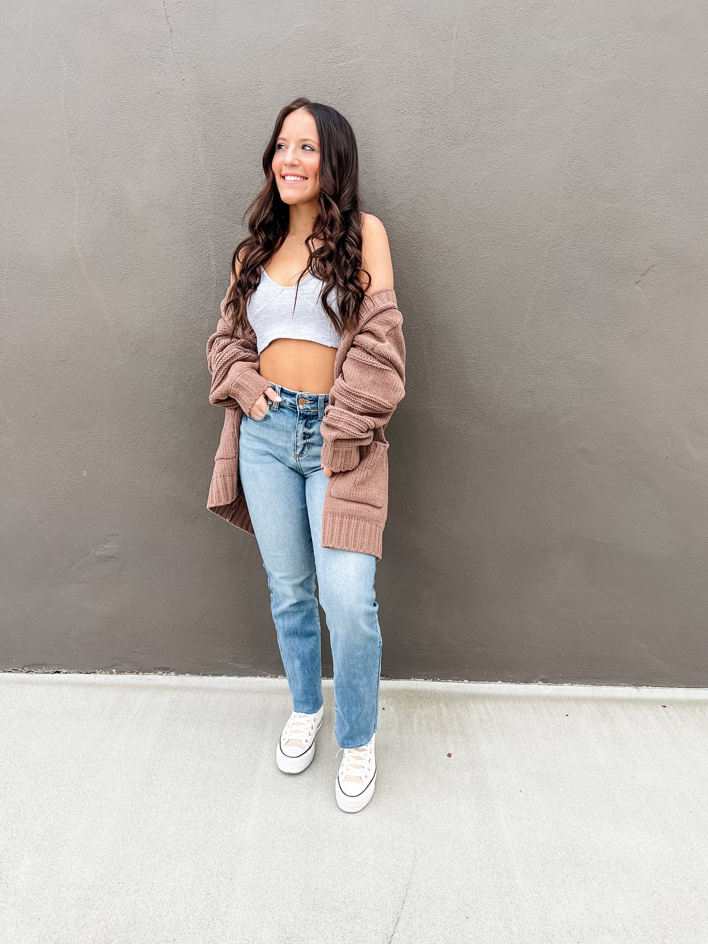 Mona Seamed Cardigan - Mocha