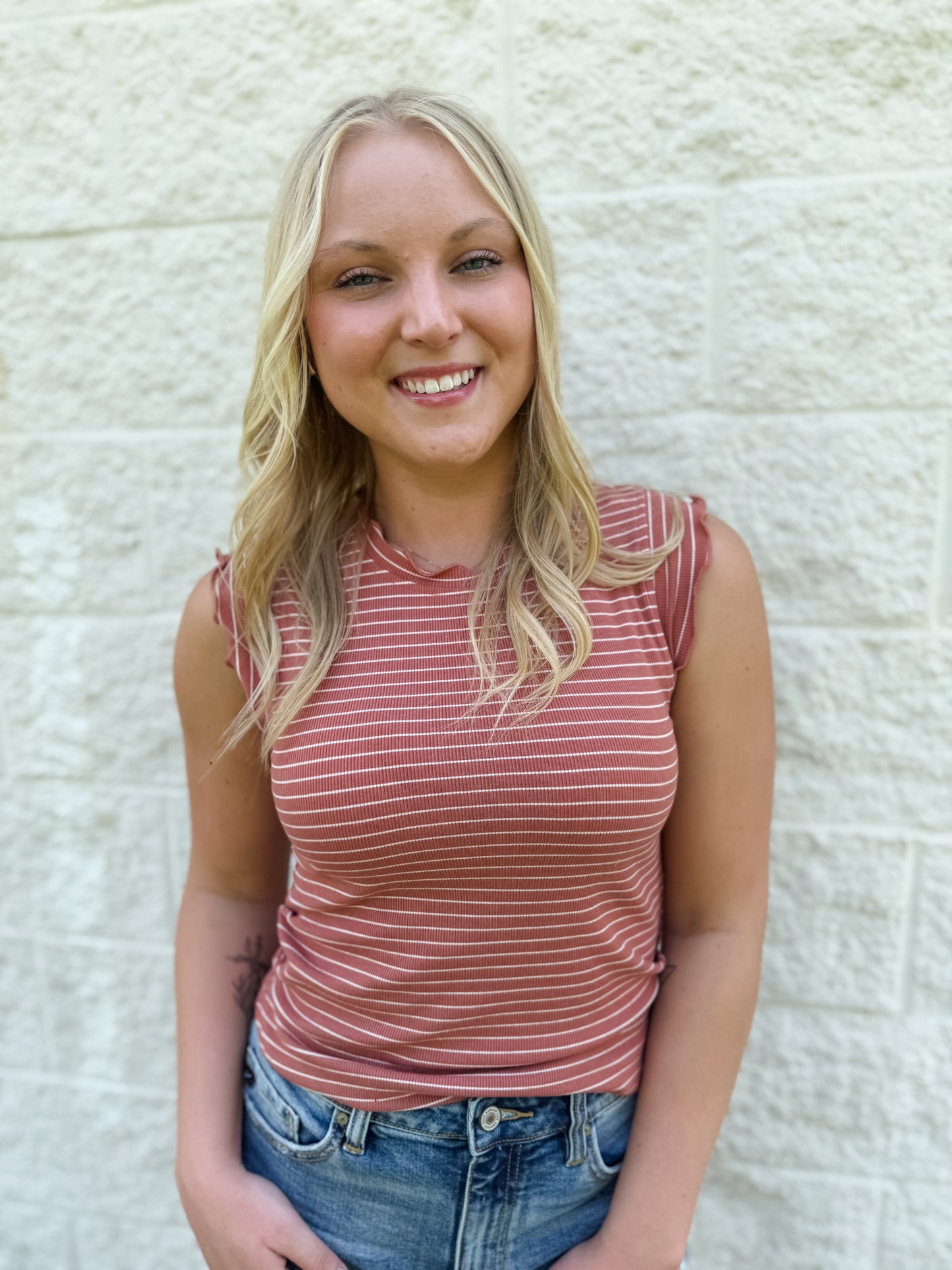 The Maren Tank - Terracotta Stripe