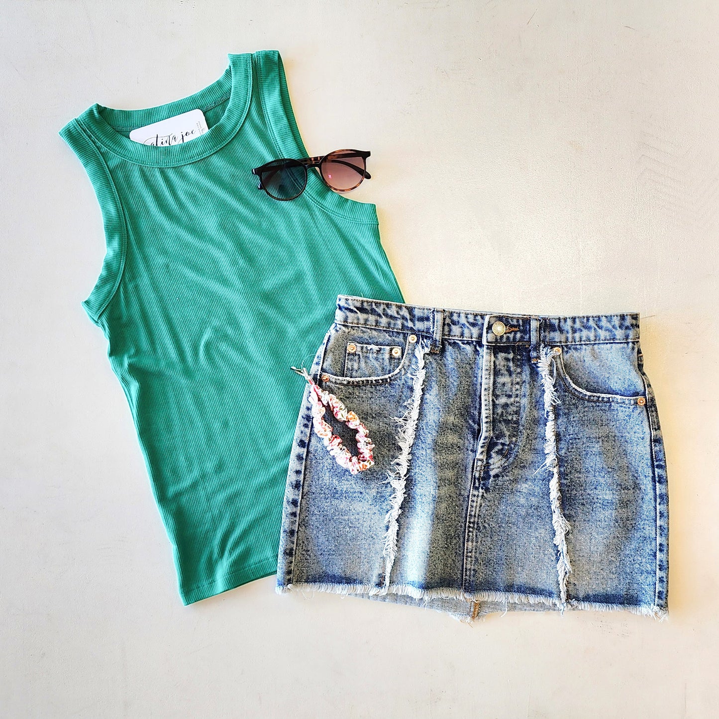 Essentially Essential Ribbed Tank - Kelly Green