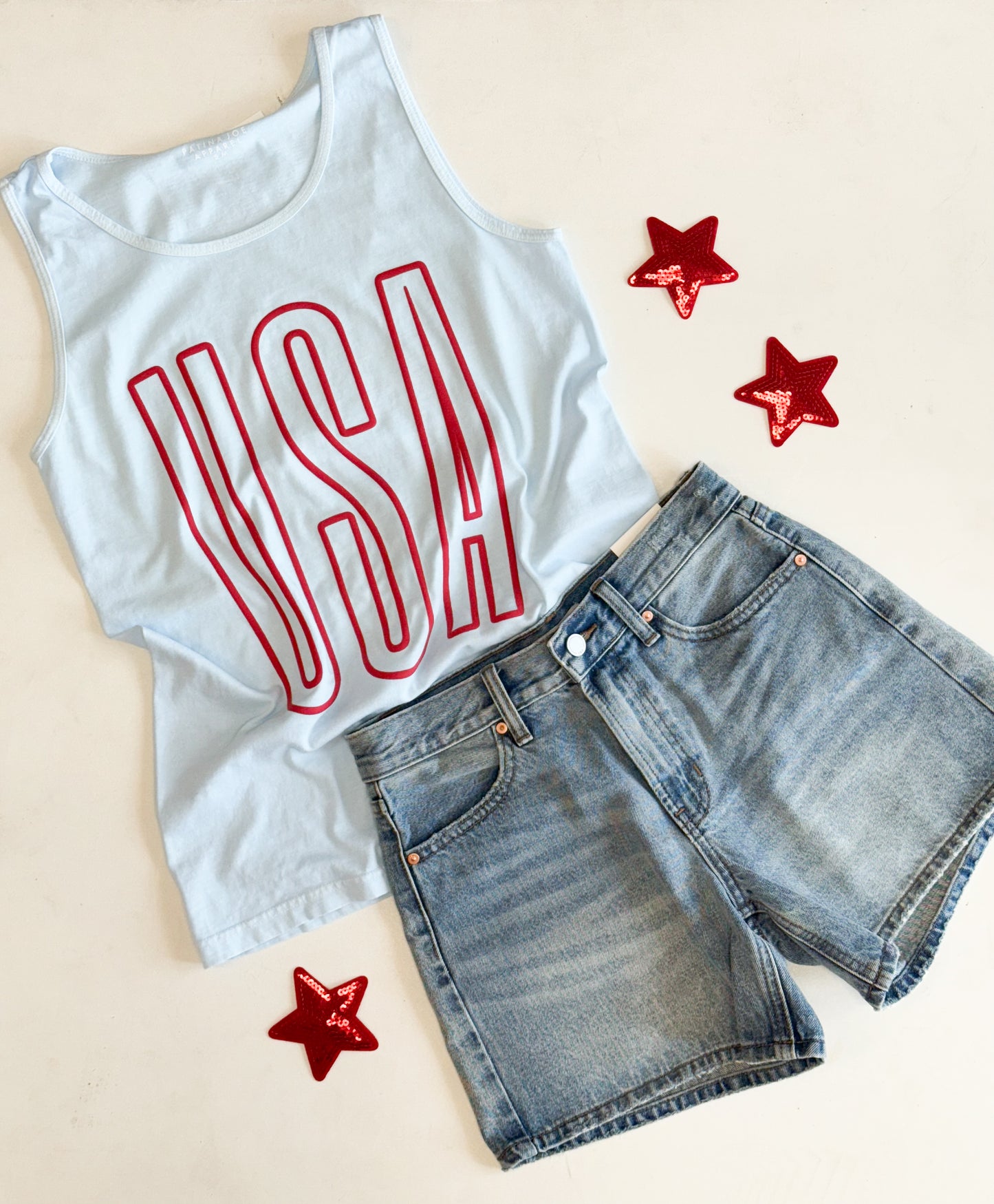 USA Puff Vintage Tank - Chambray