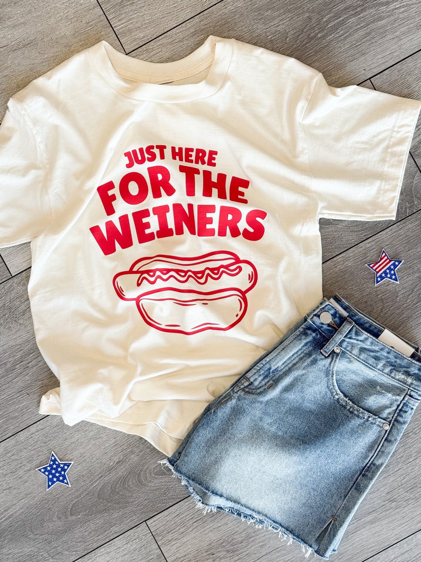 Here For The Weiners Tee - Natural