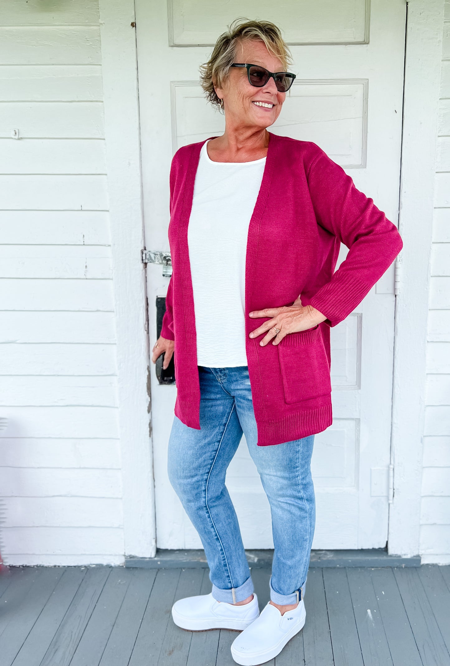 Fall in Love Cardigan - Magenta