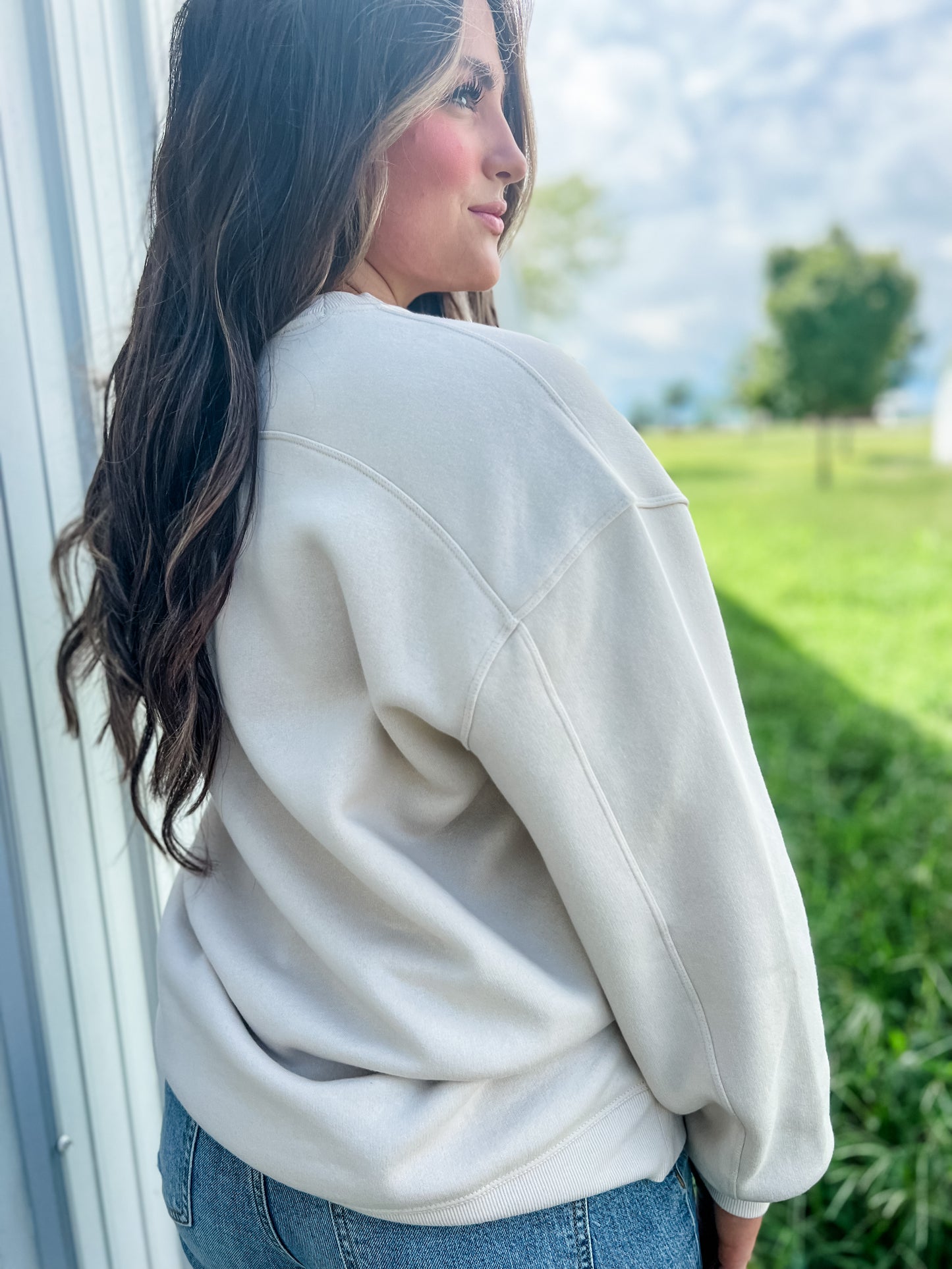 Sandstone Oversized Crew - Beige