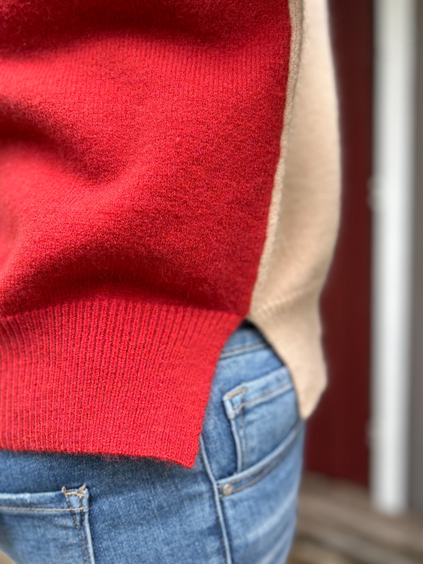 Cafe Au Lait Color Block Sweater