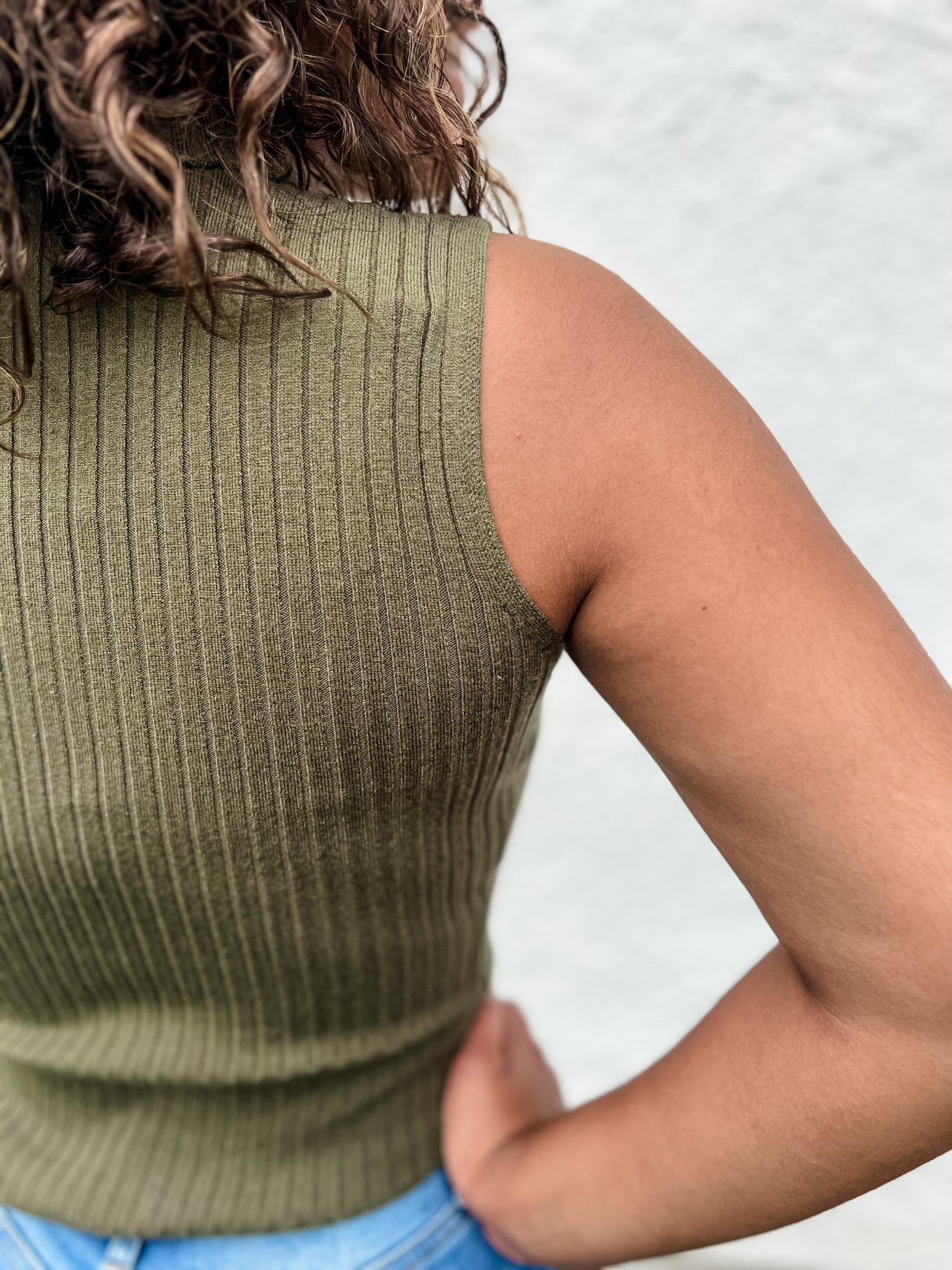 Blaire Ribbed Knit Tank - Olive