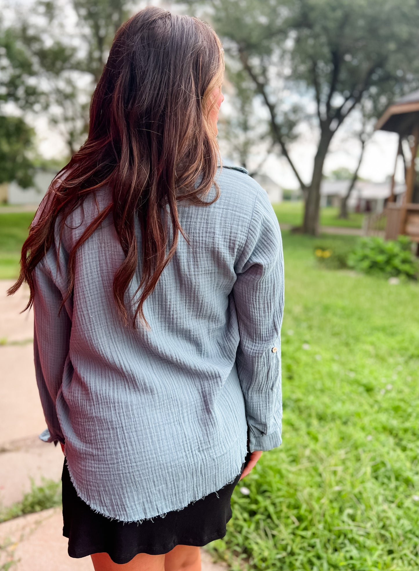 Good Gauze Button Down - Blue Grey