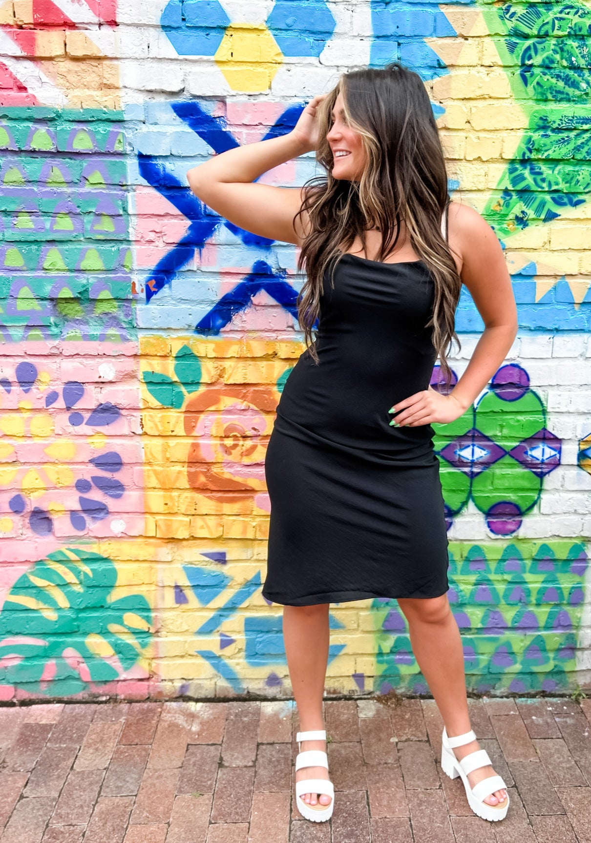 Harper Cowl Neck Midi - Black