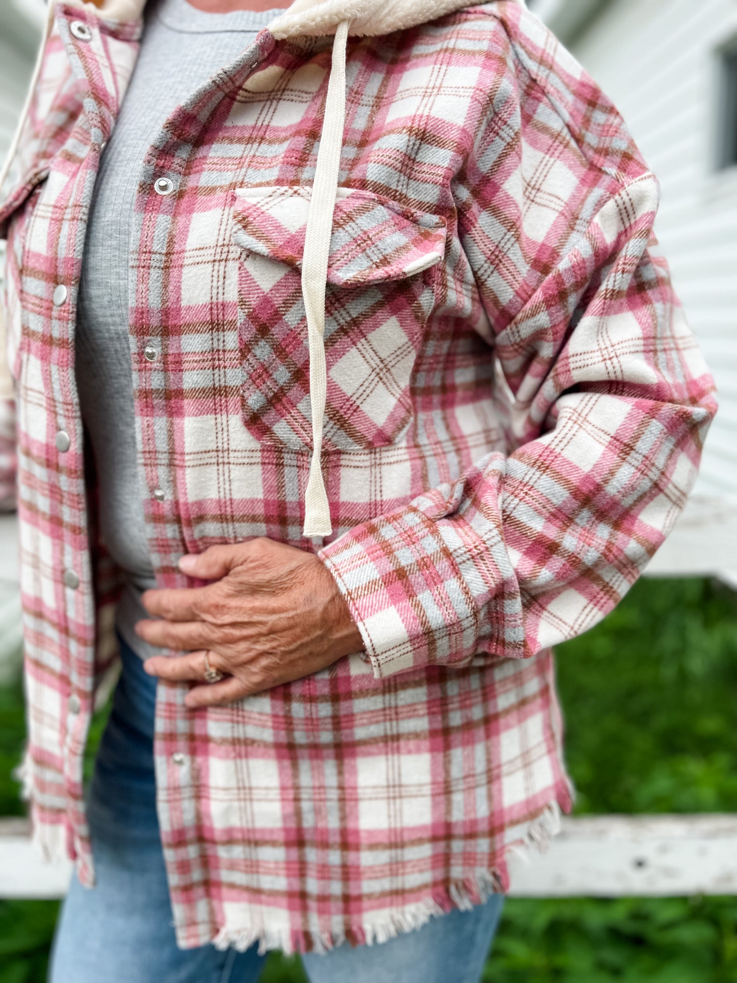 Cover Me Up Flannel Jacket - Pink