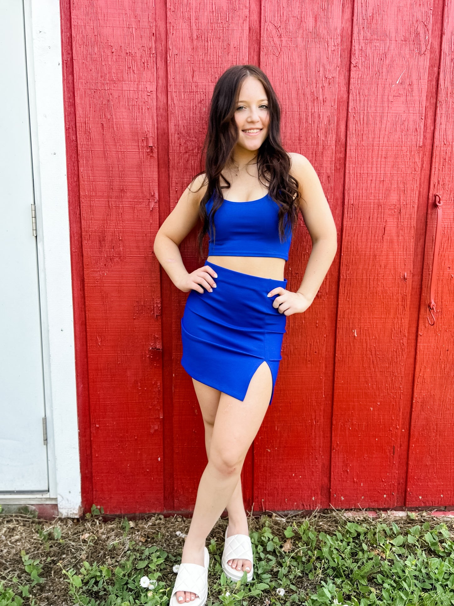 Back to Business Mini Skirt - Blue