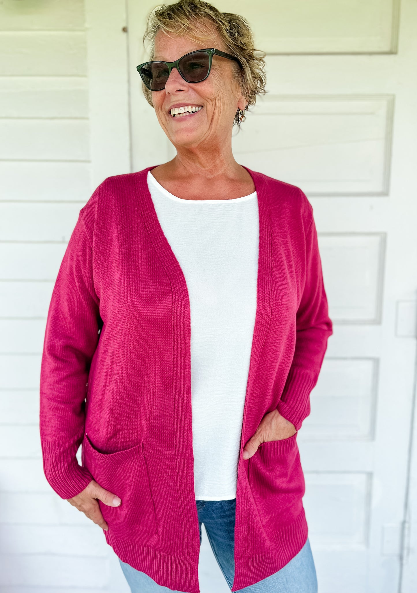 Fall in Love Cardigan - Magenta