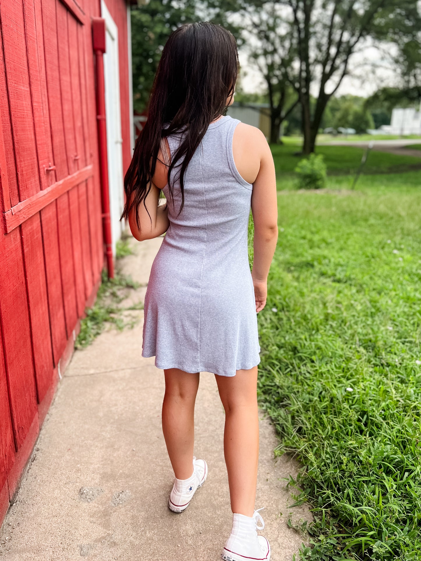 Vera Sleeveless Skater Dress - Heather