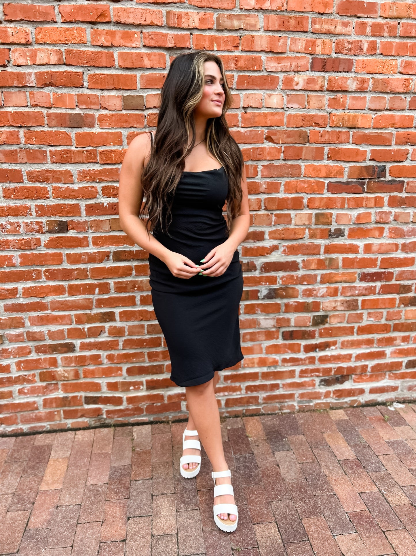 Harper Cowl Neck Midi - Black