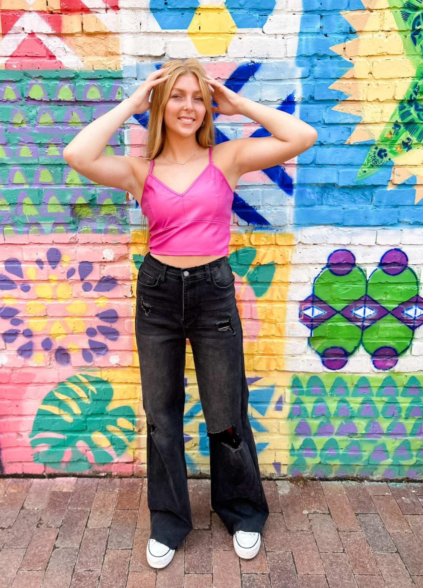 Lucky Pleather Tank - Fuchsia