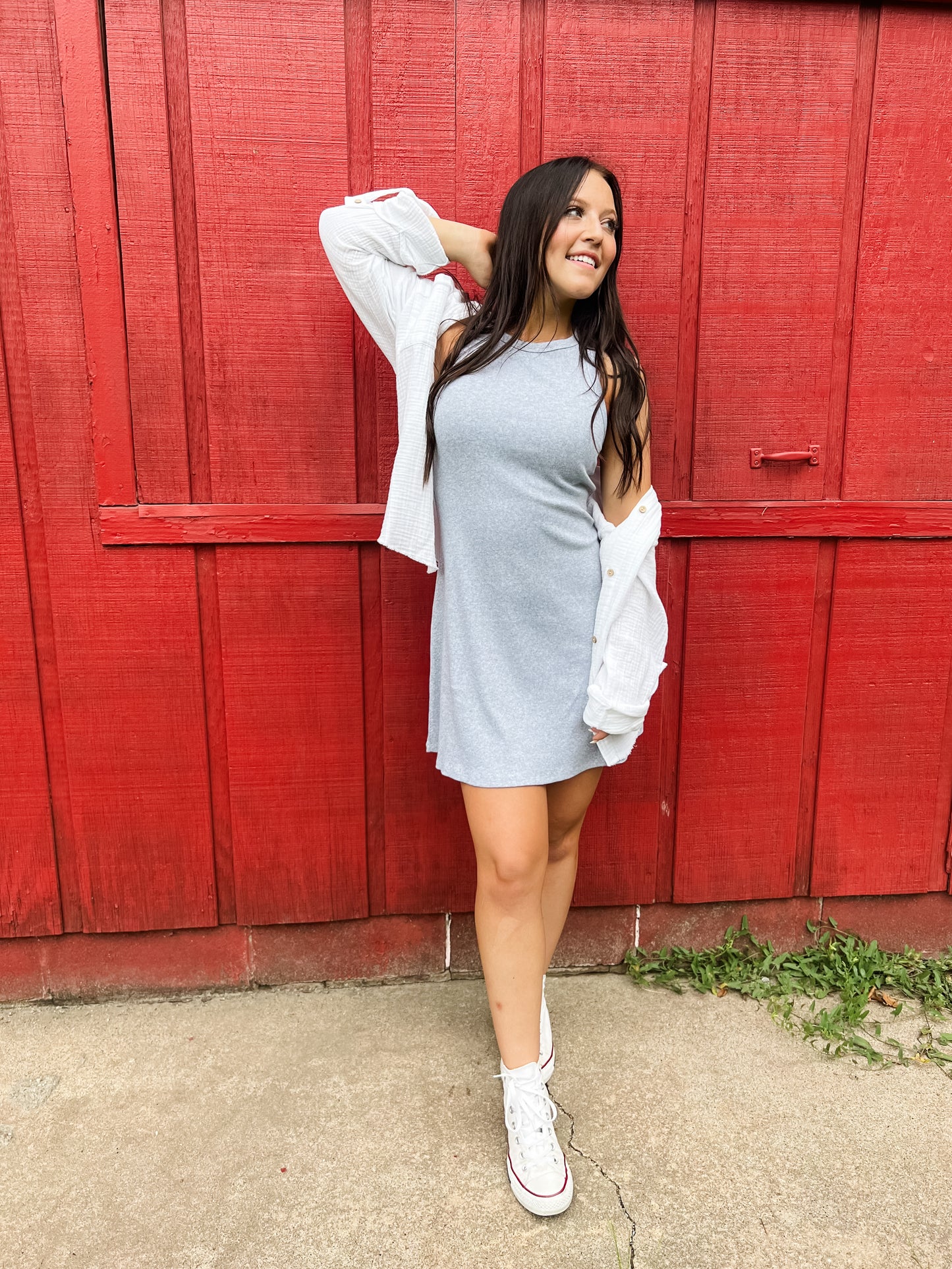 Vera Sleeveless Skater Dress - Heather