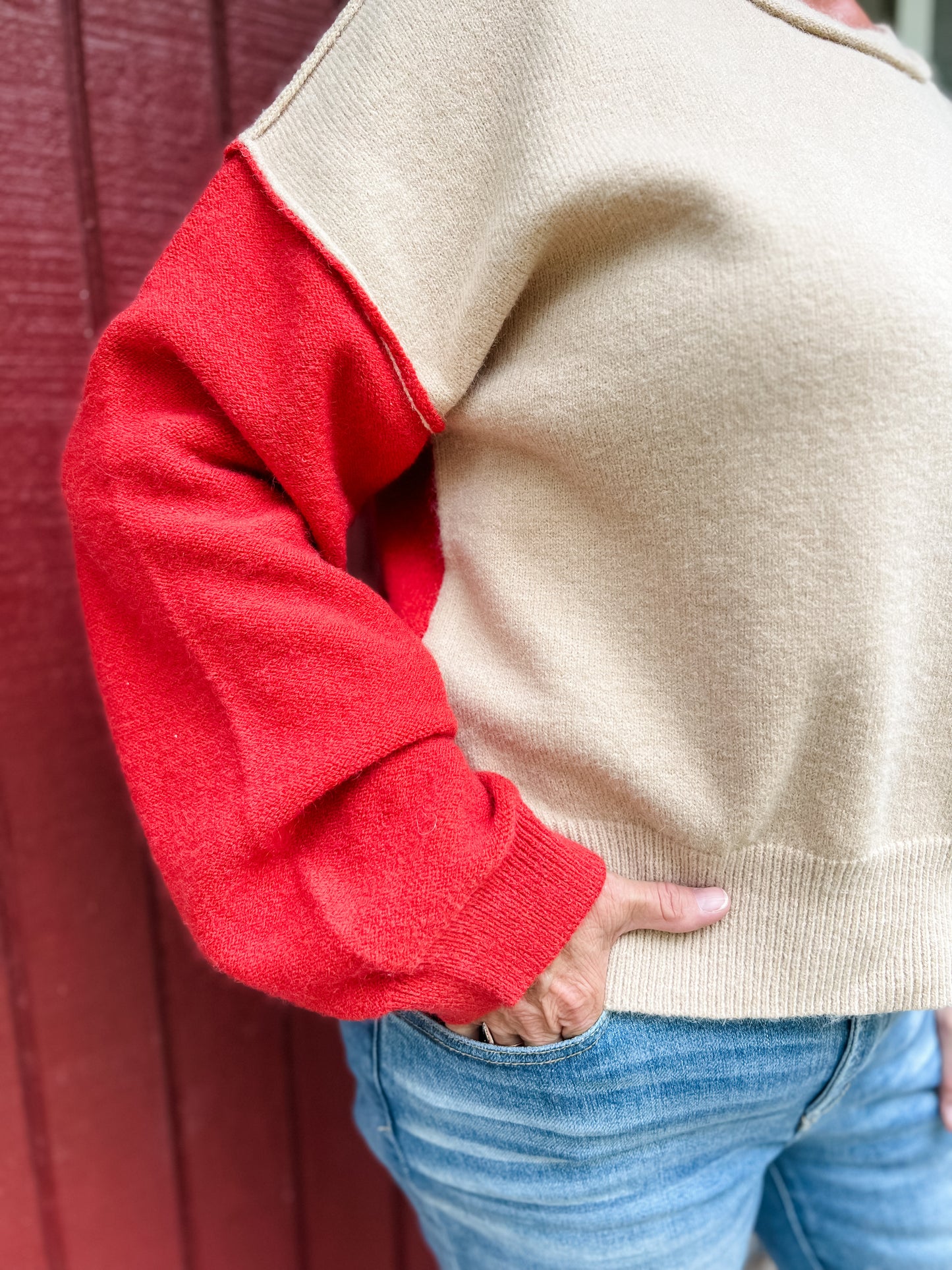 Cafe Au Lait Color Block Sweater