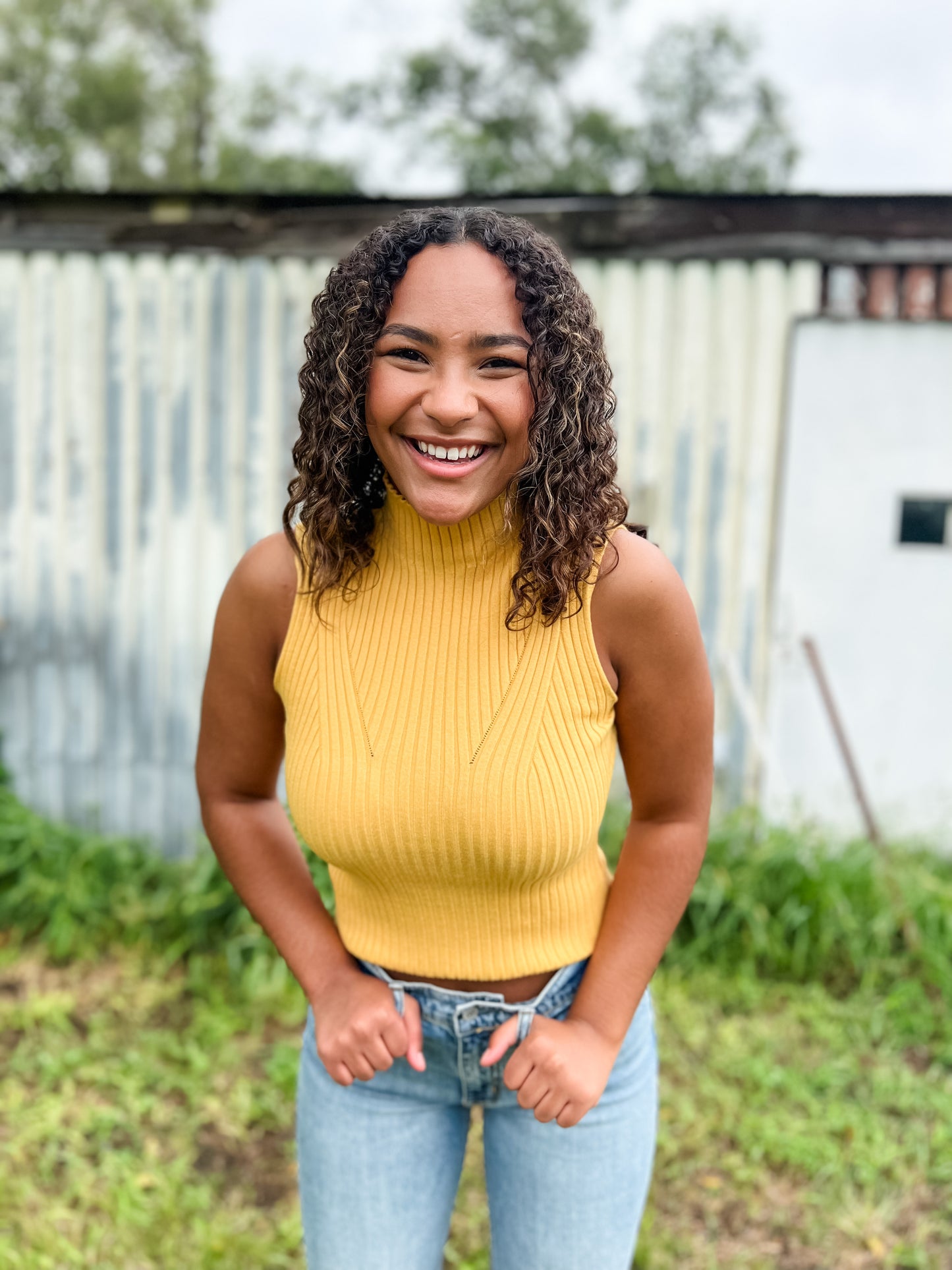Blaire Ribbed Knit Tank - Mustard