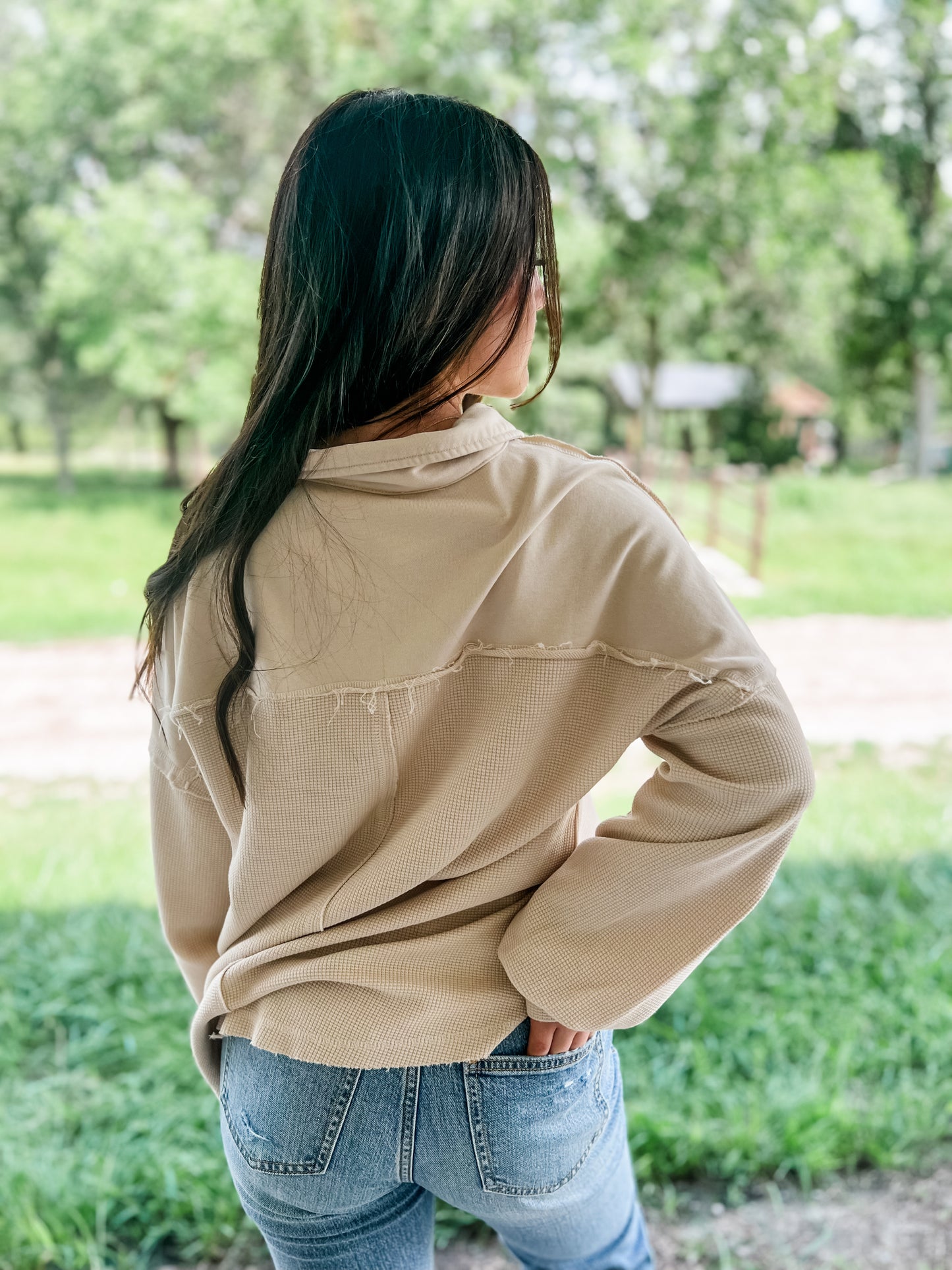 Take Me Home Henley Top - Beige