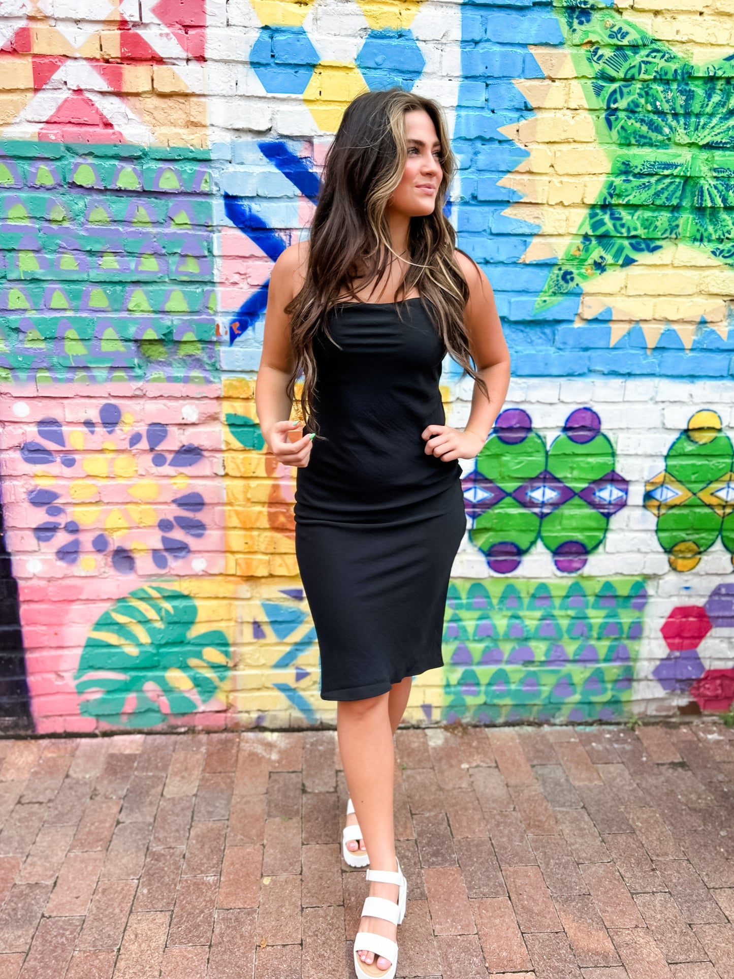 Harper Cowl Neck Midi - Black