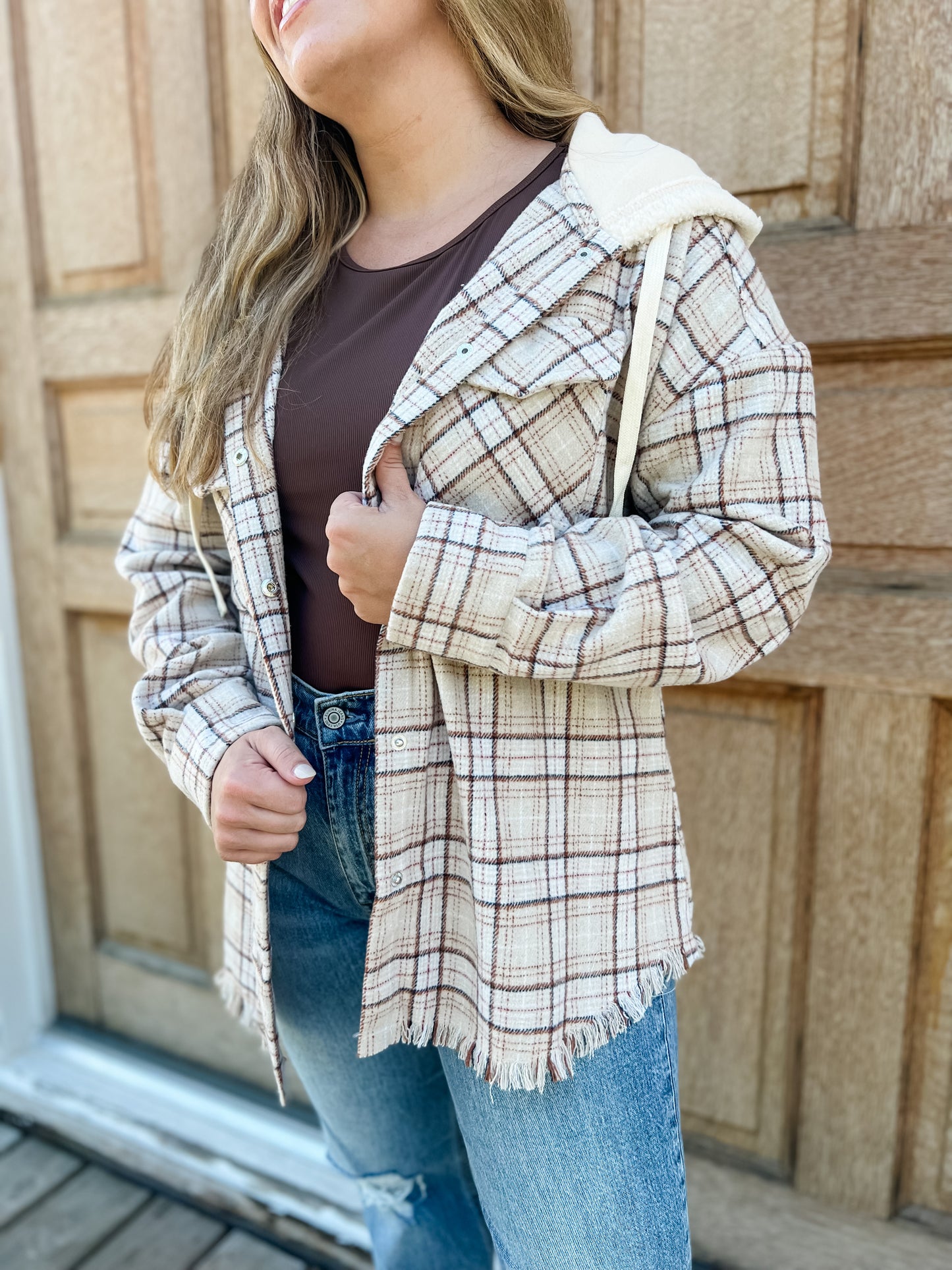 Cover Me Up Flannel Jacket - Sand