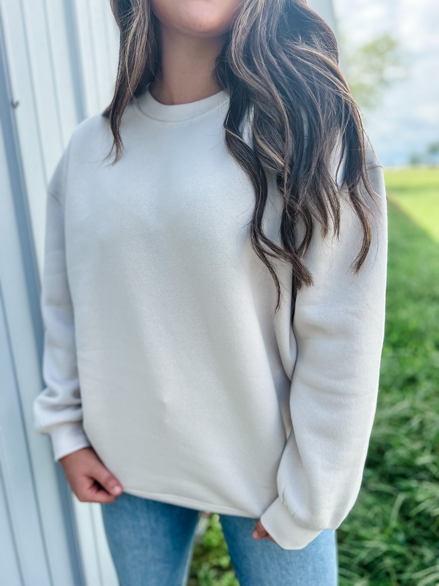 Sandstone Oversized Crew - Beige