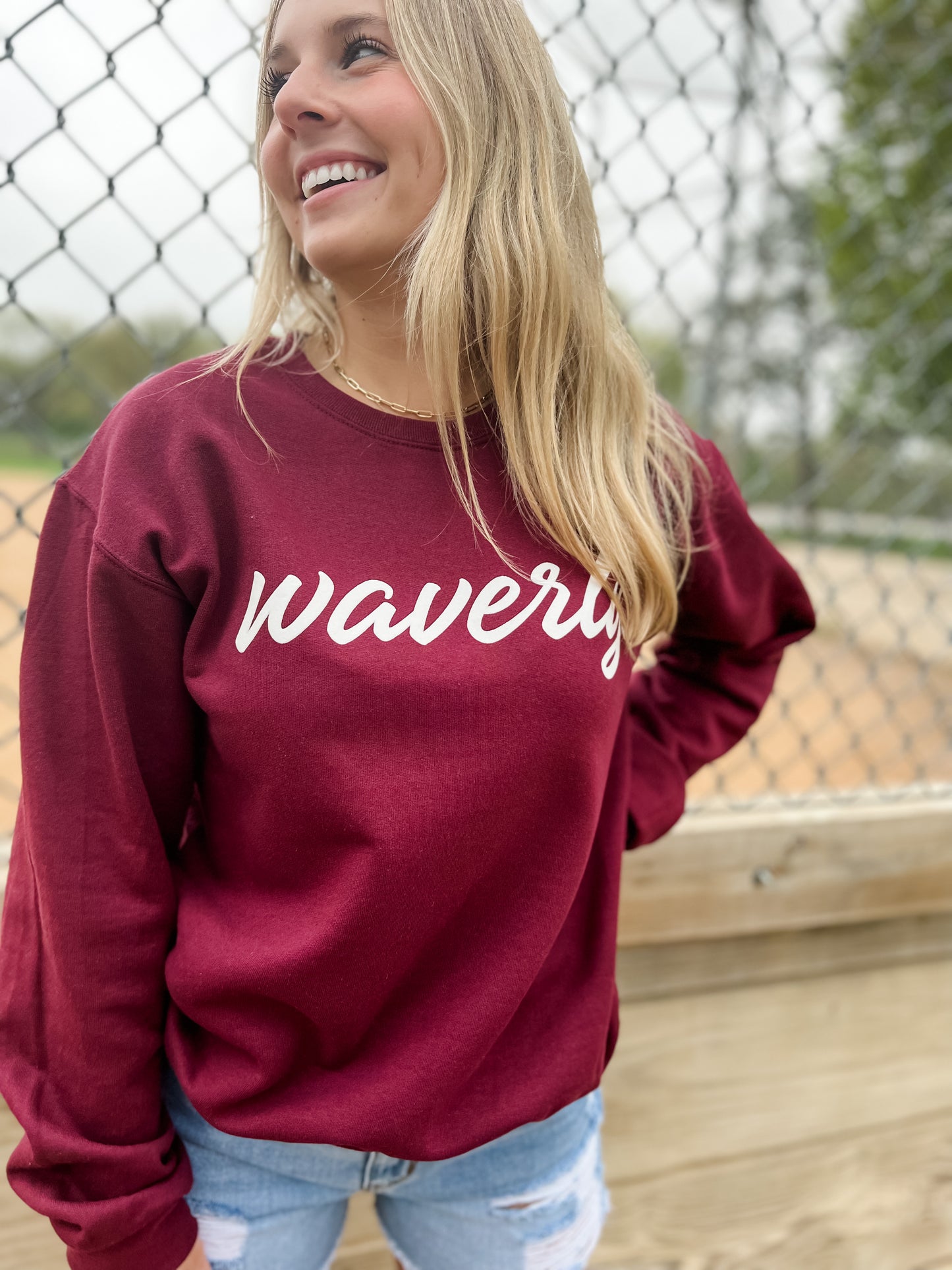 Waverly. Crew- Maroon