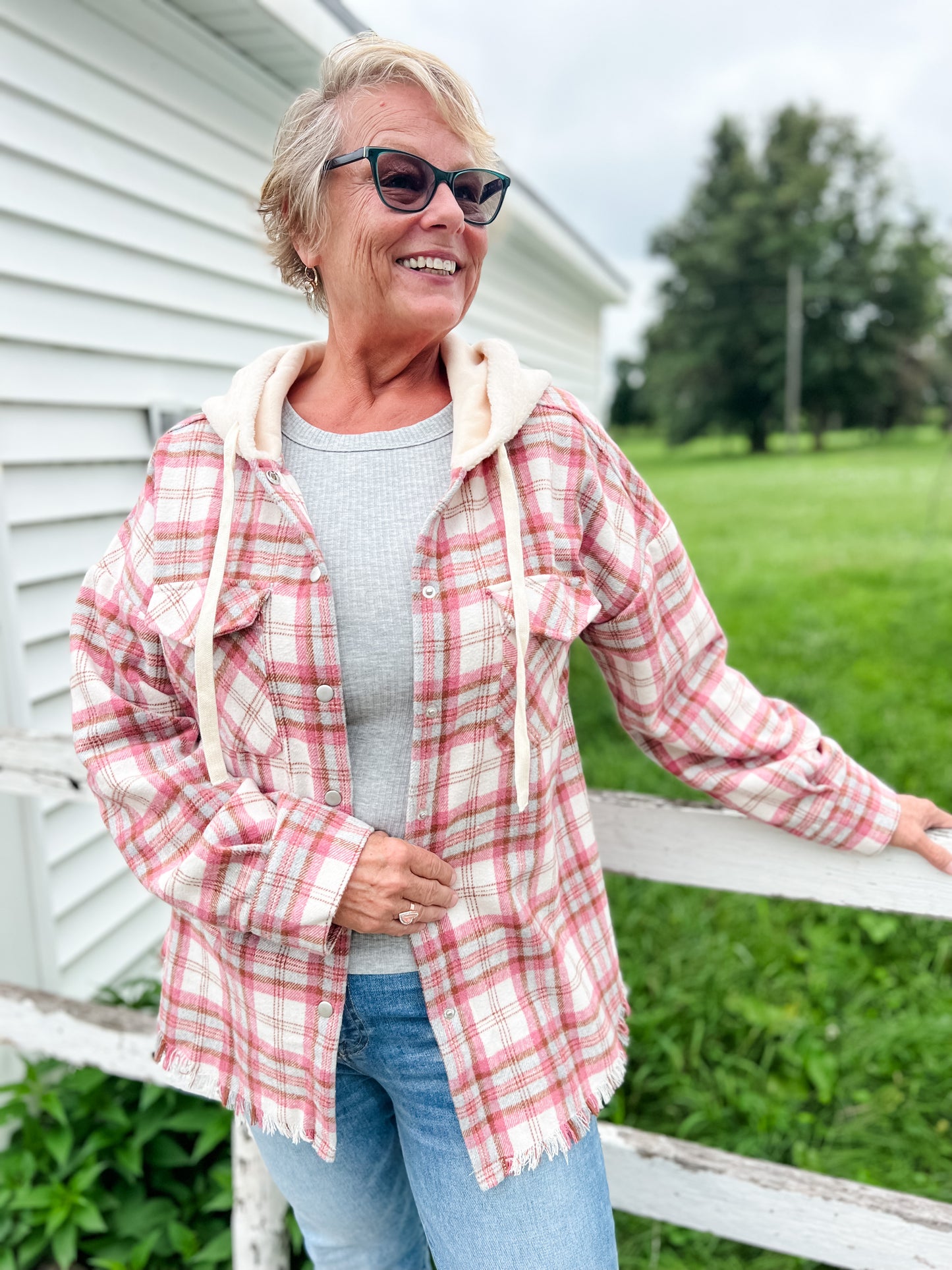 Cover Me Up Flannel Jacket - Pink