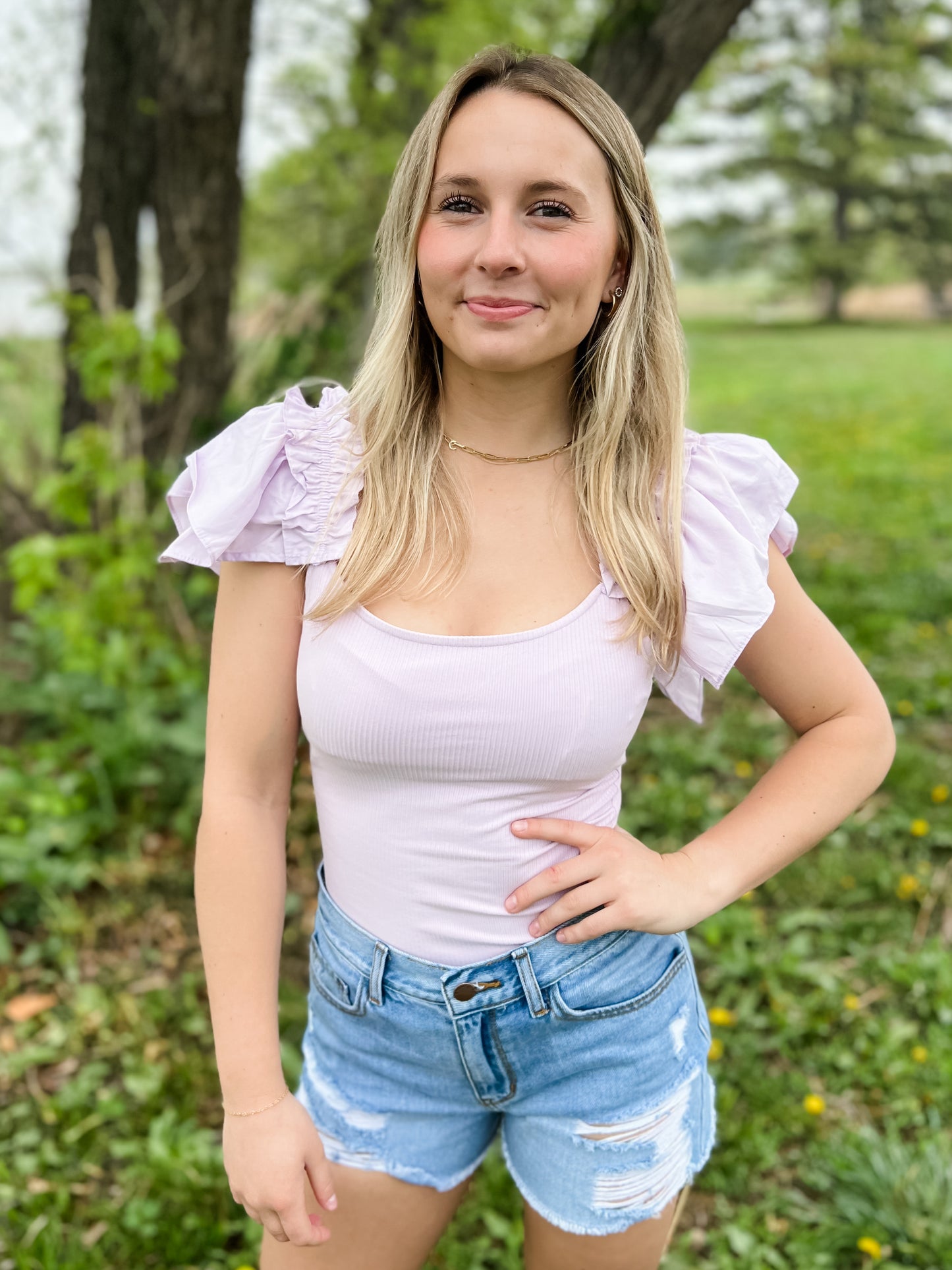 Ruff Around the Edges Bodysuit - Lavender