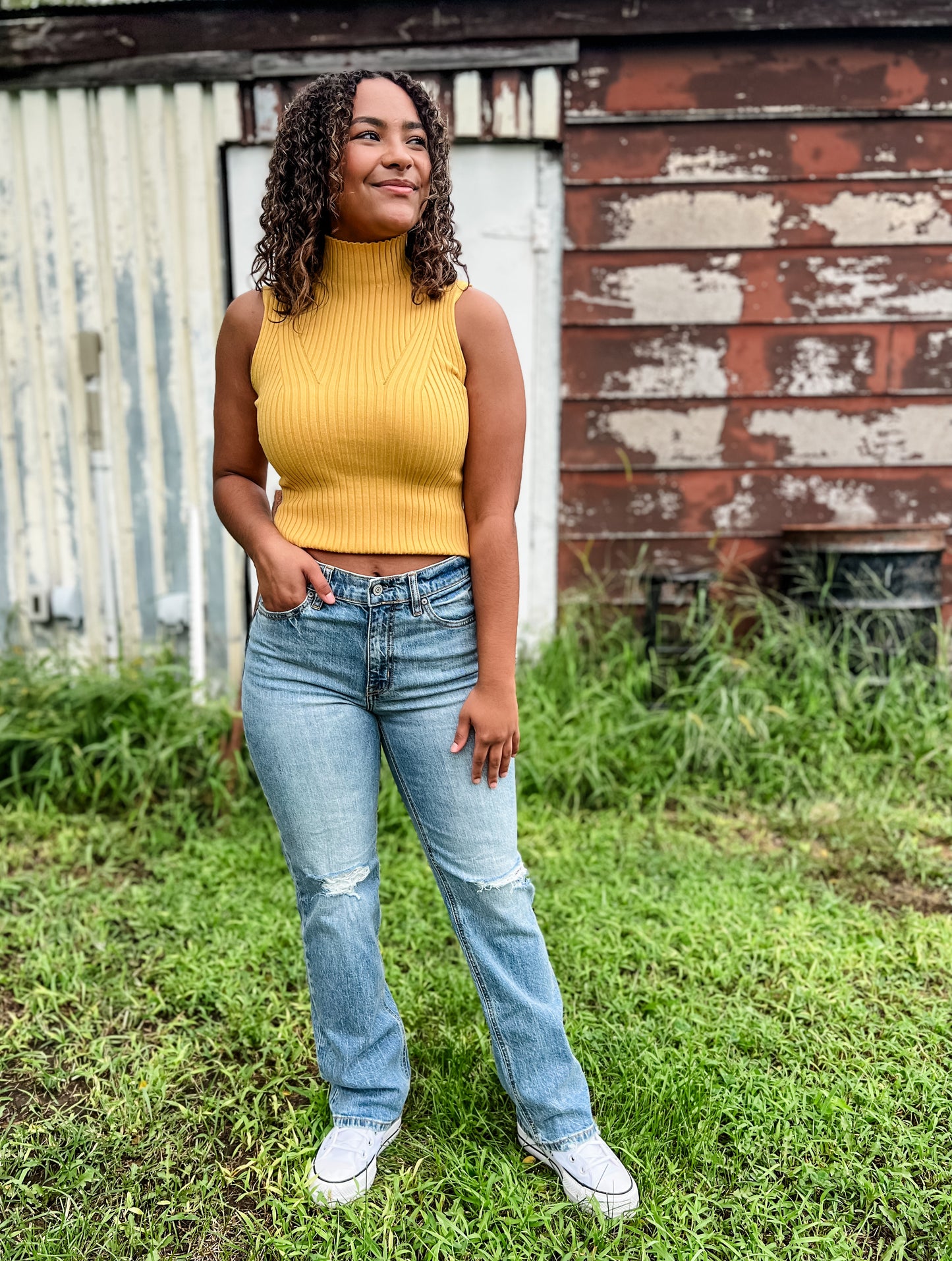 Blaire Ribbed Knit Tank - Mustard