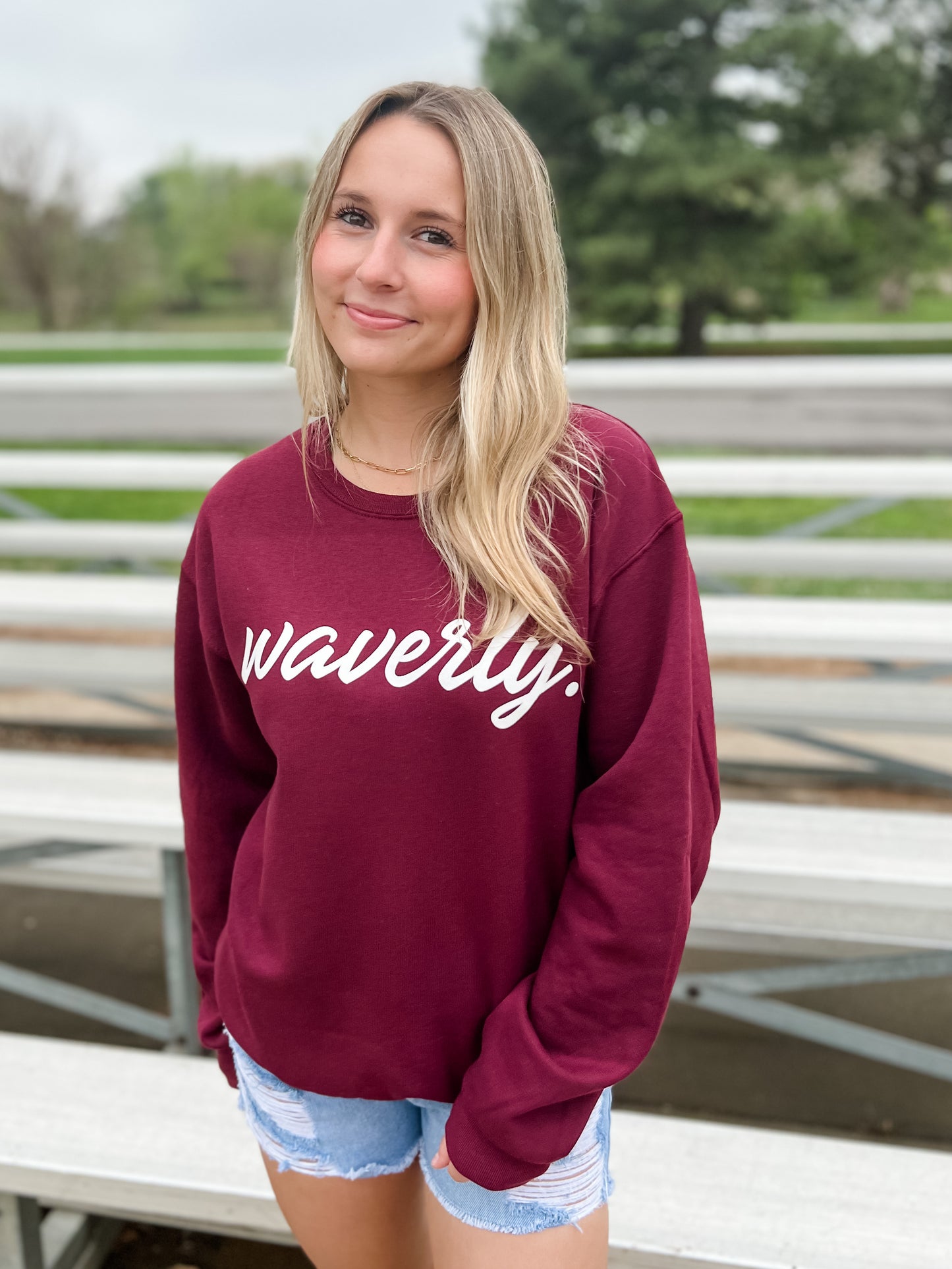 Waverly. Crew- Maroon