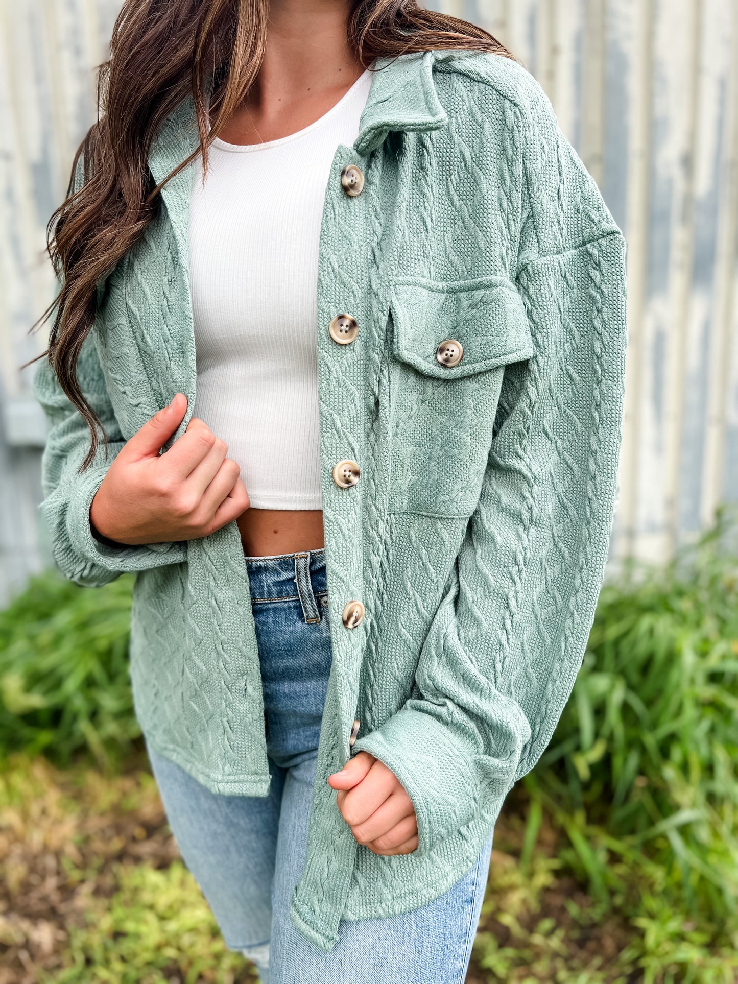 Ramblin’ Woman Shacket - Sage