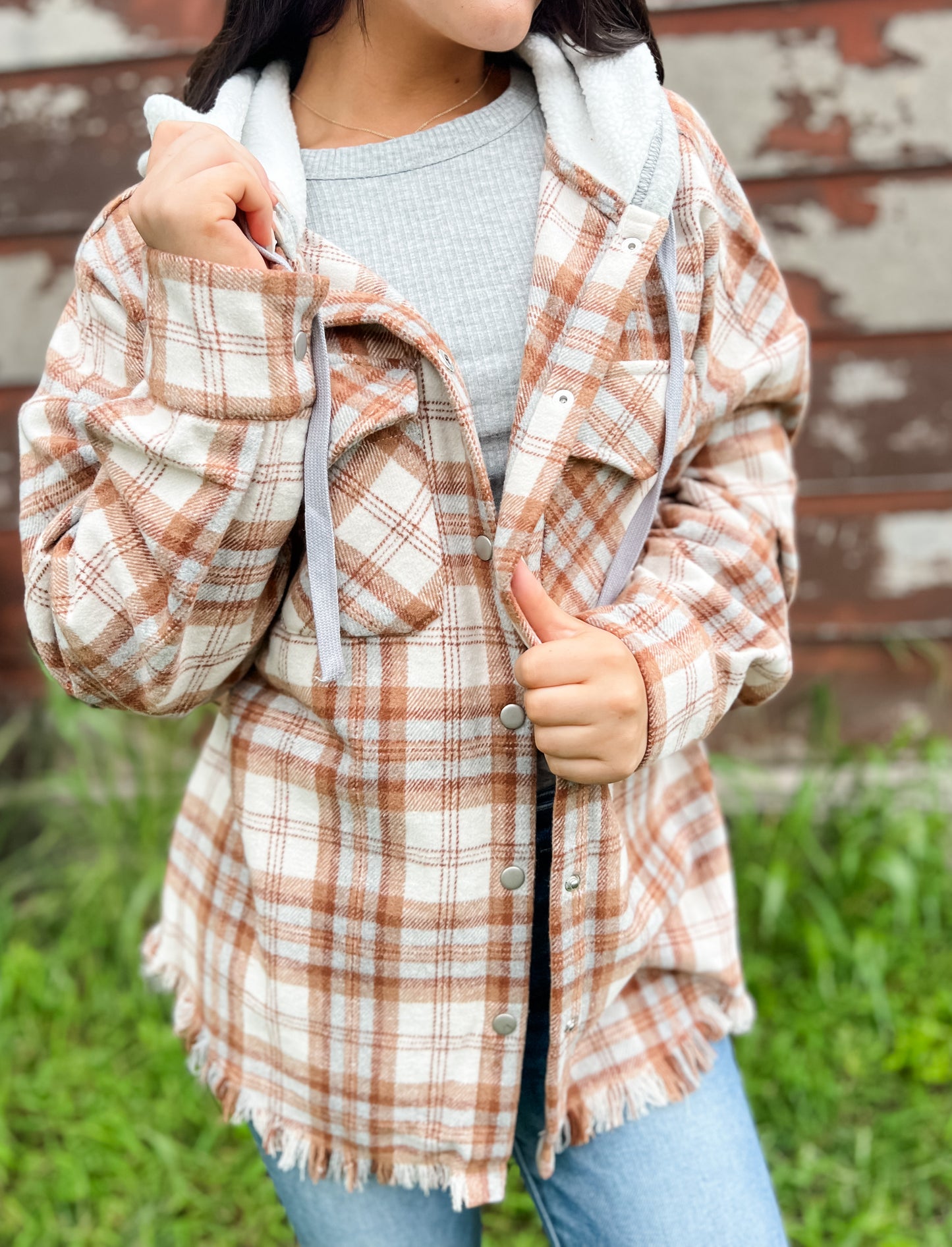 Cover Me Up Flannel Jacket - Camel