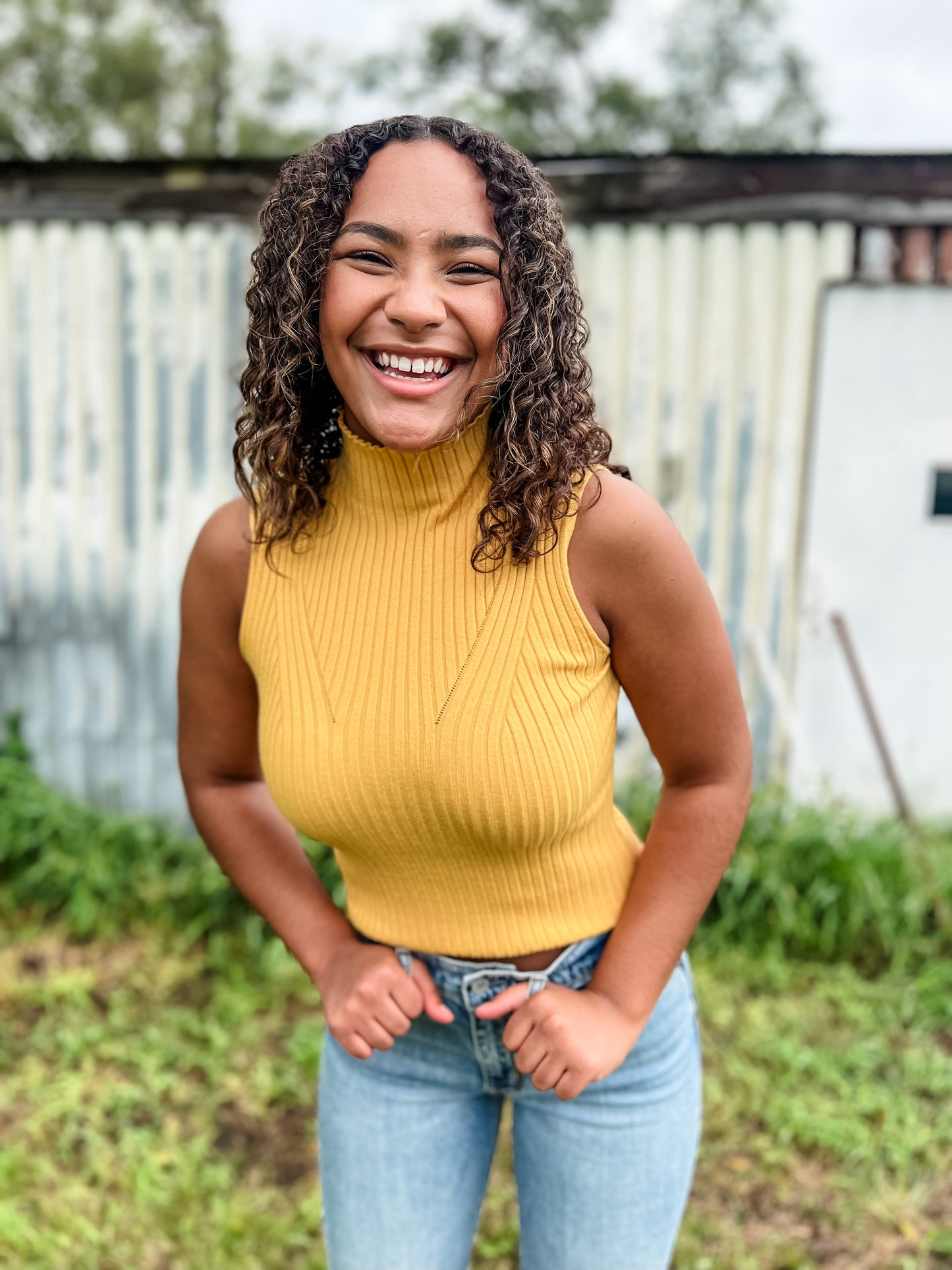 Blaire Ribbed Knit Tank - Mustard