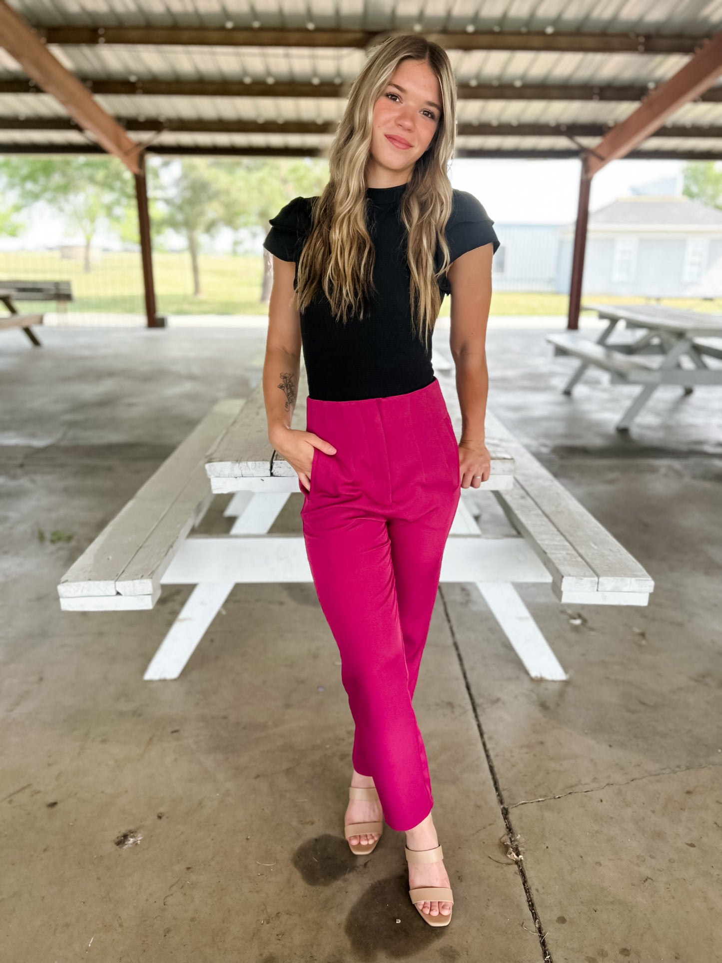 Jaelyn Corporate Pants - Magenta