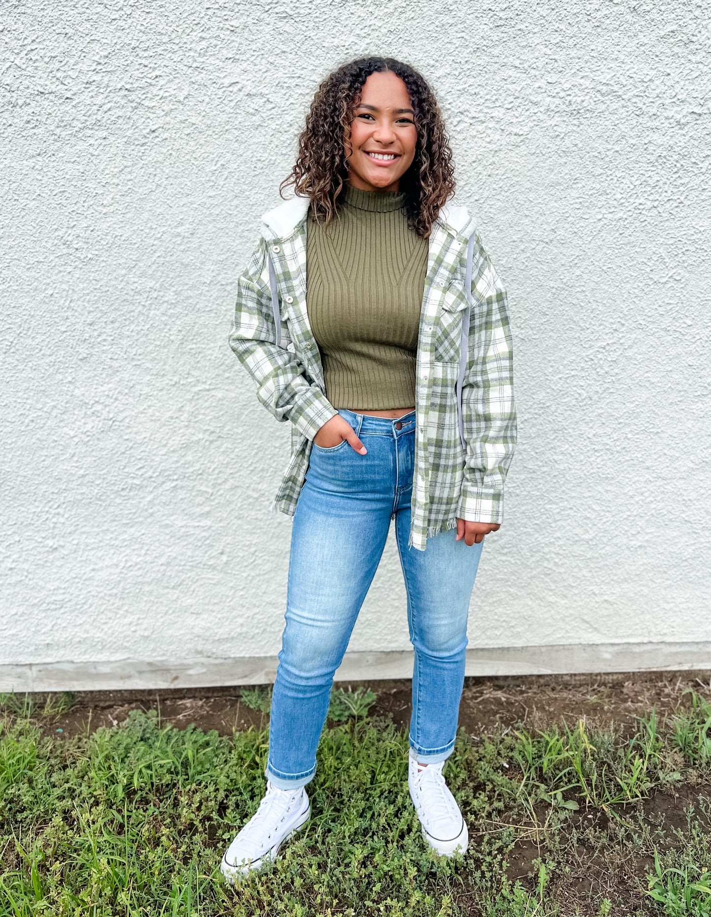 Cover Me Up Flannel Jacket - Olive