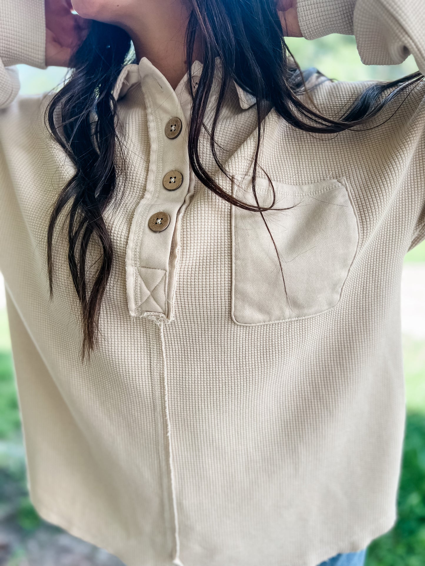 Take Me Home Henley Top - Beige
