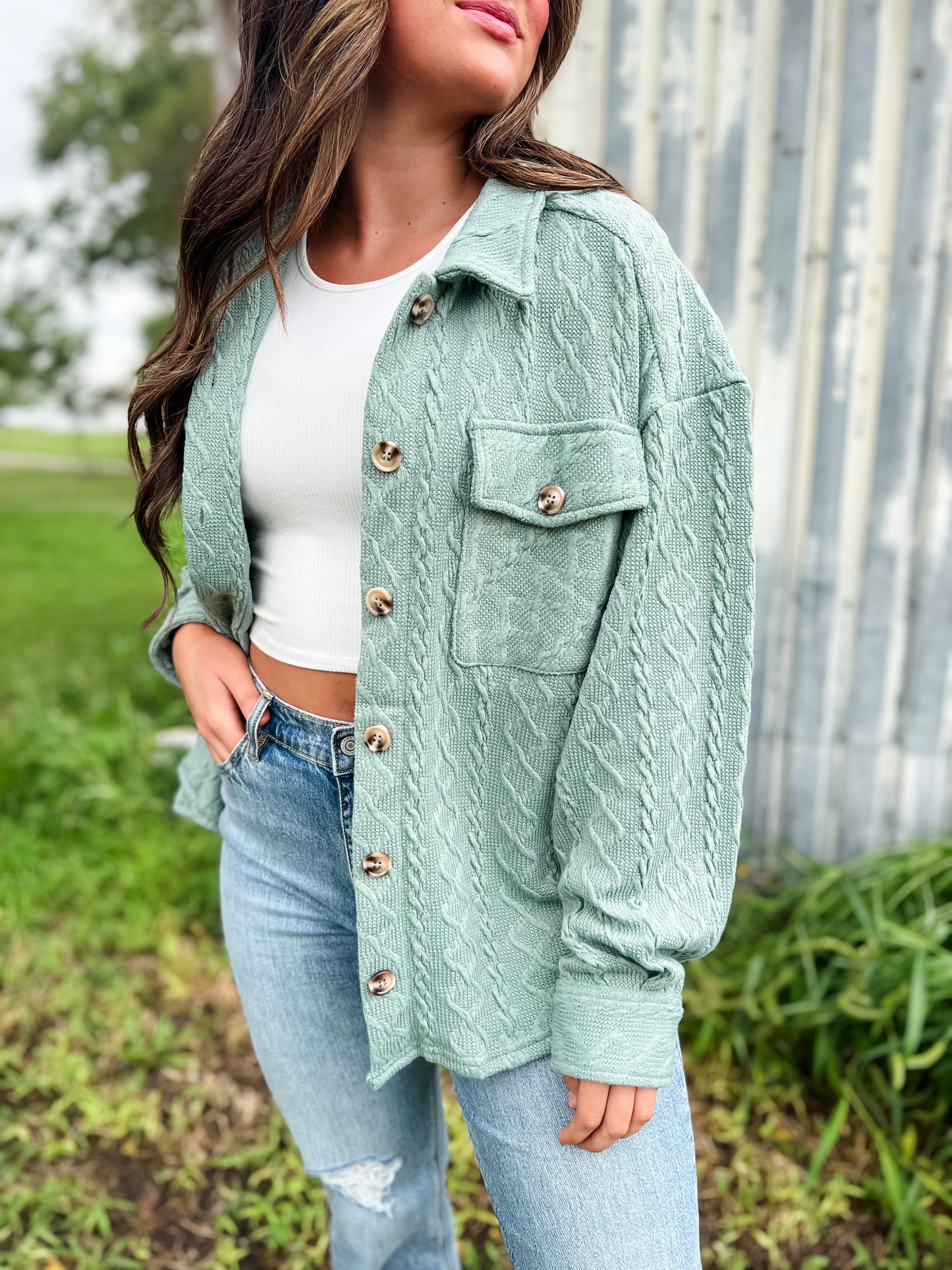 Ramblin’ Woman Shacket - Sage