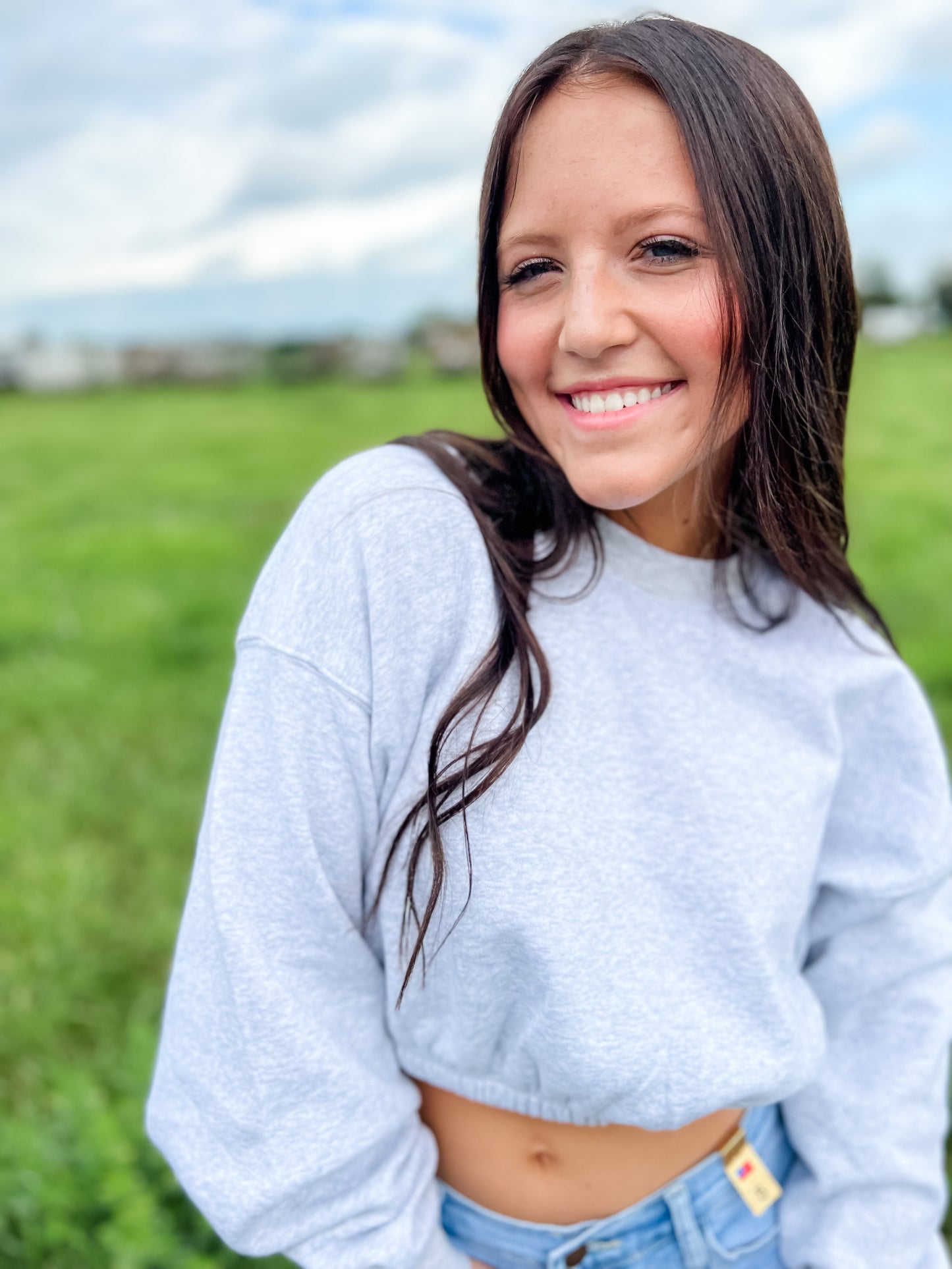 Miller Crop Cinch Crew - Heather Grey