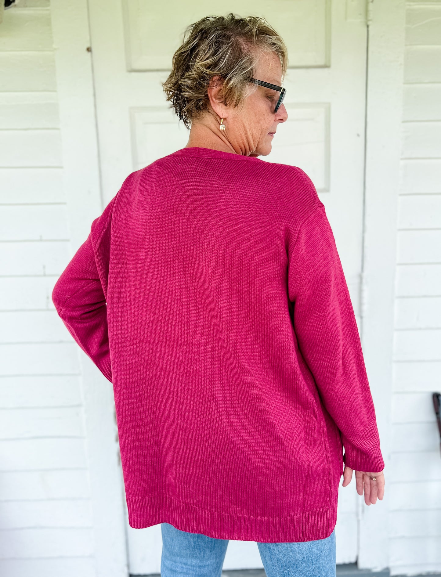 Fall in Love Cardigan - Magenta