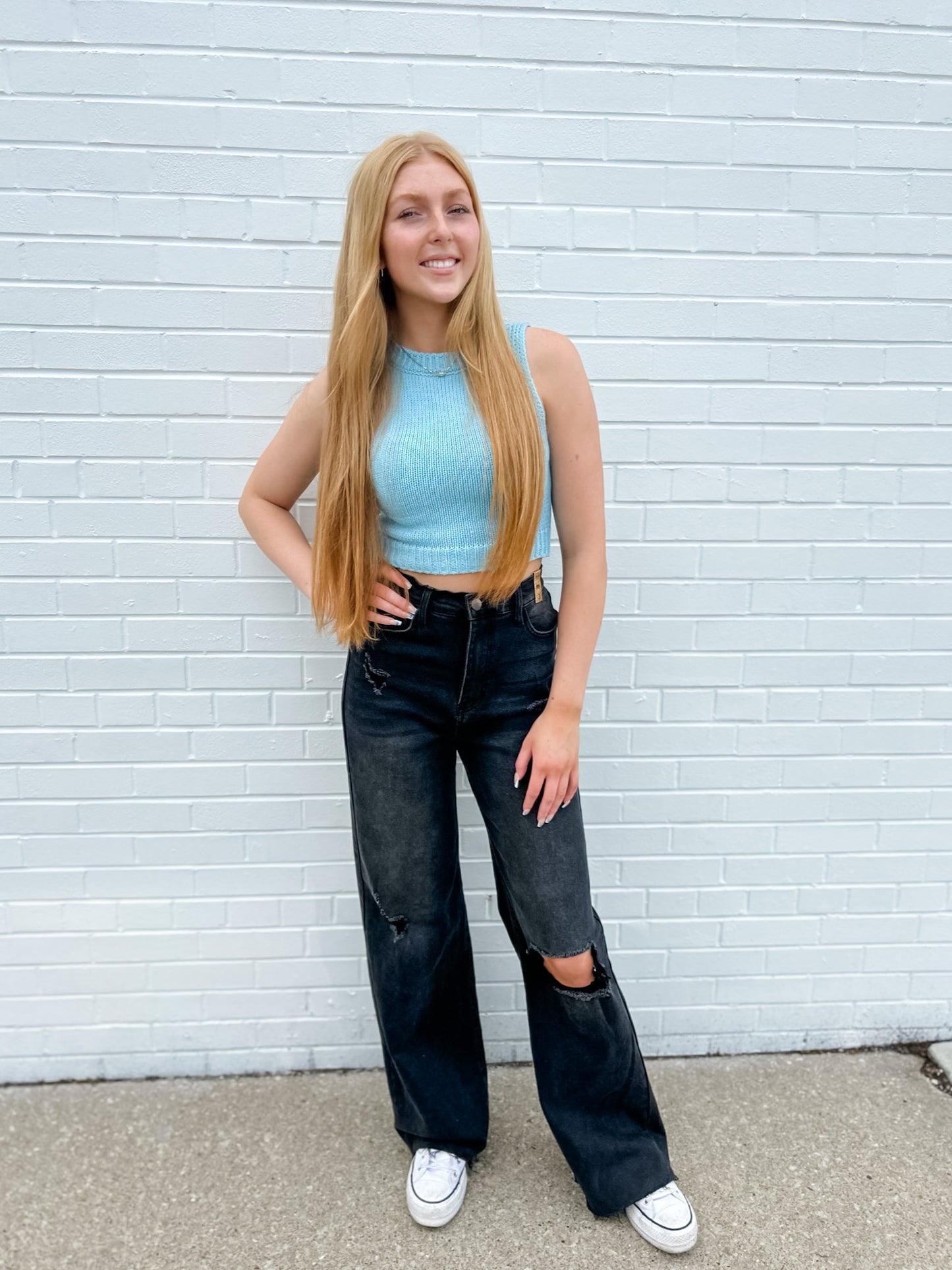 Chancy Sweater Tank - Aqua