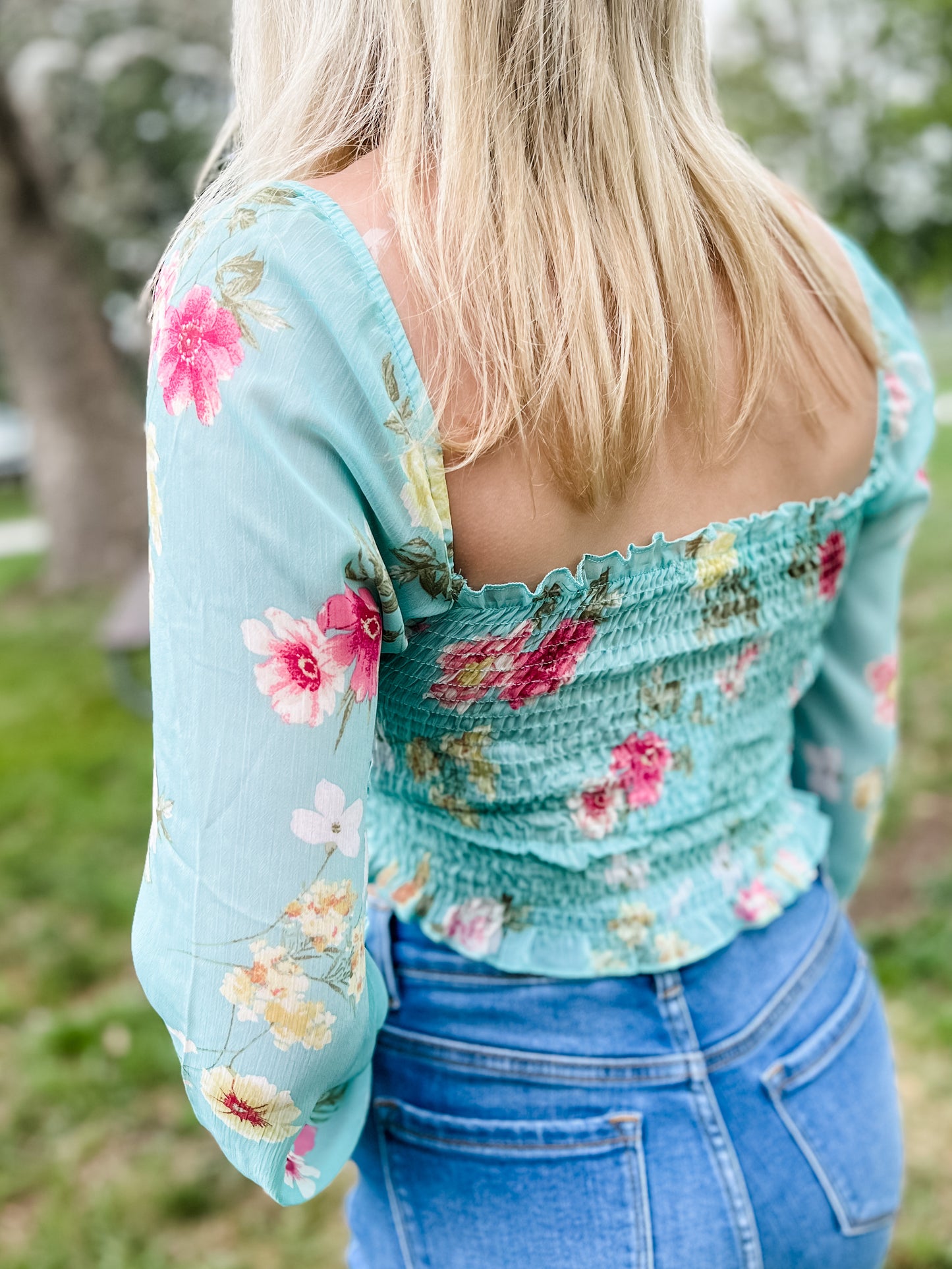 Drifter Floral Top - Sky