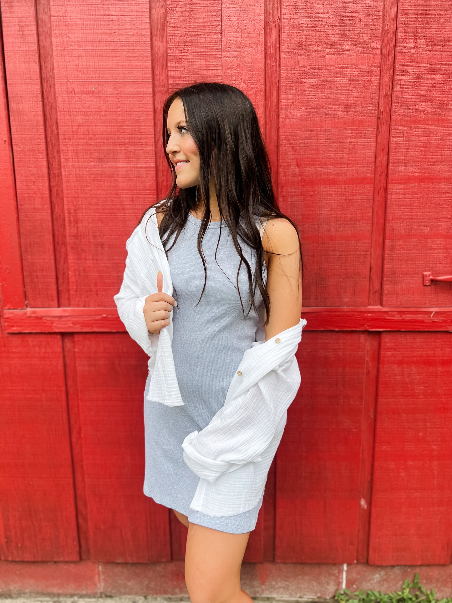 Vera Sleeveless Skater Dress - Heather