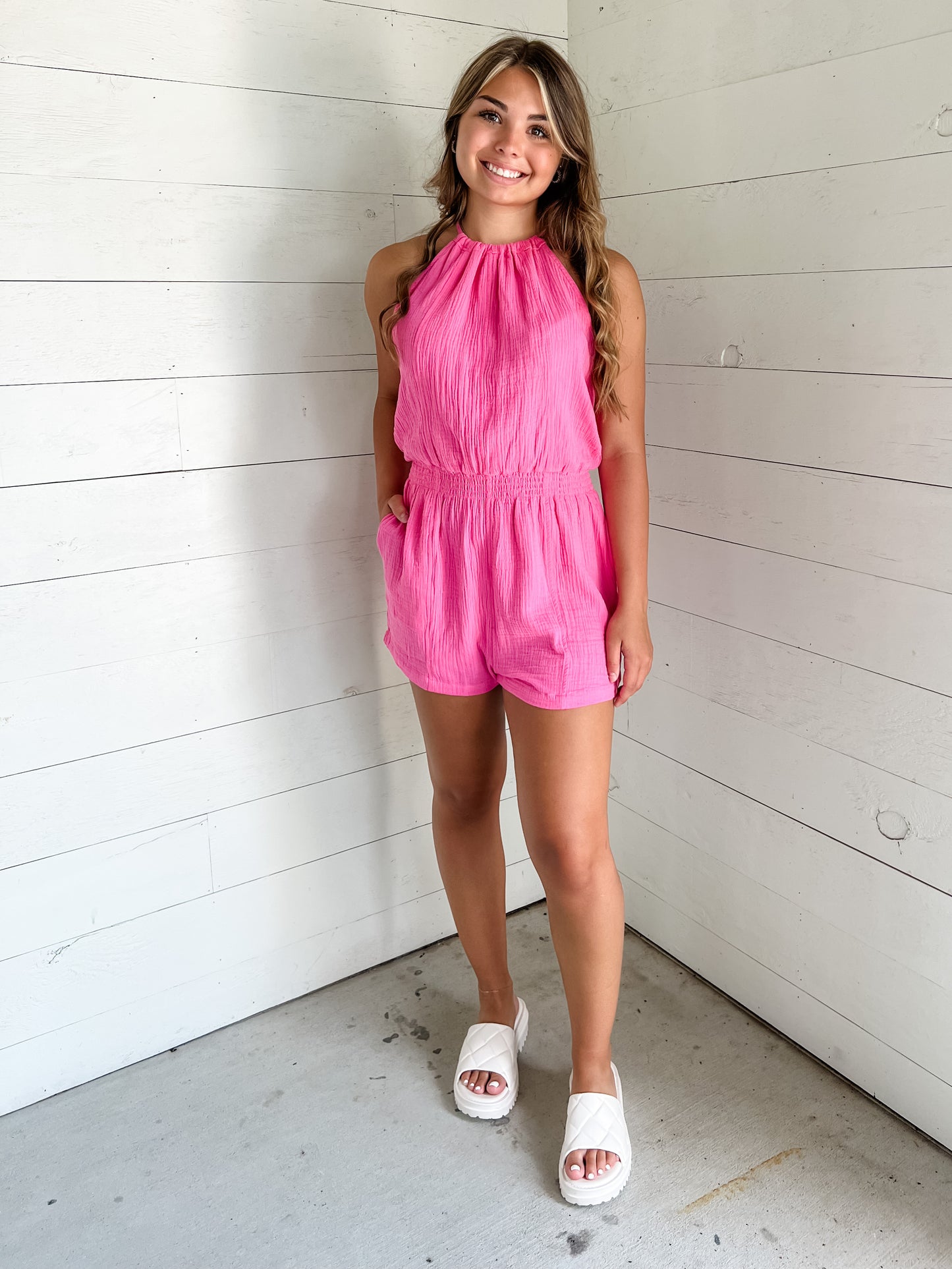 Sound of Sunshine Romper - Flamingo