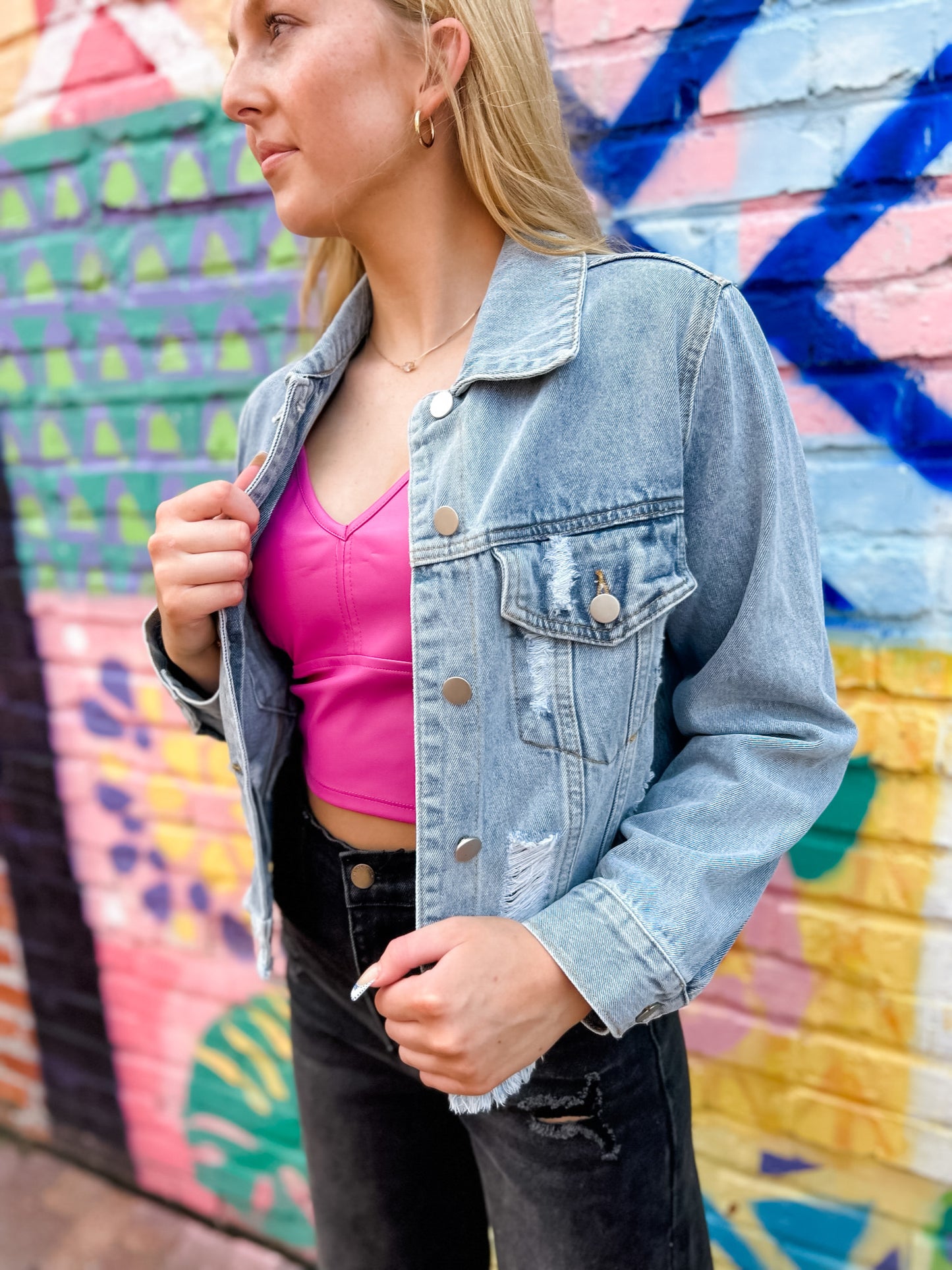 Lucky Pleather Tank - Fuchsia