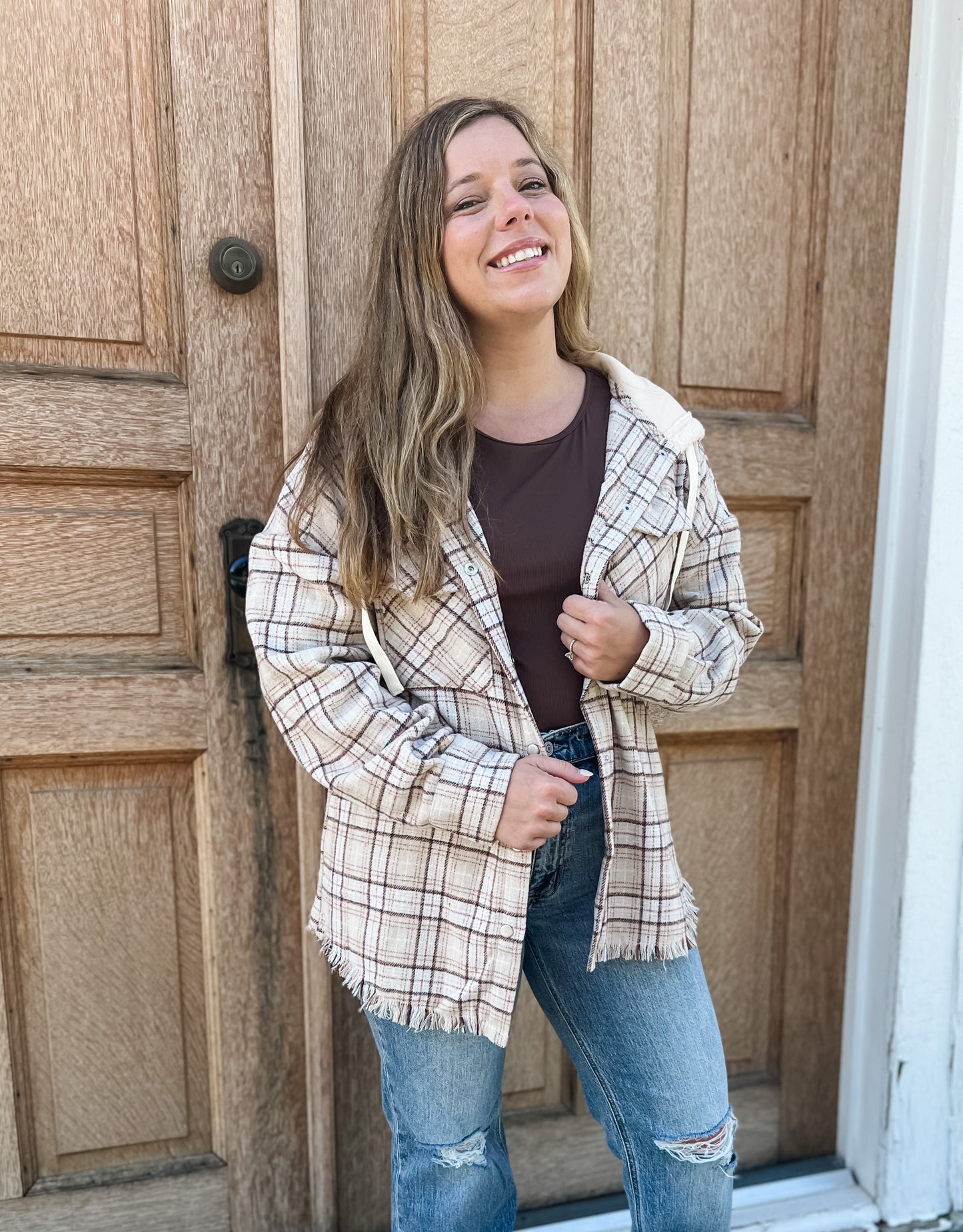 Cover Me Up Flannel Jacket - Sand