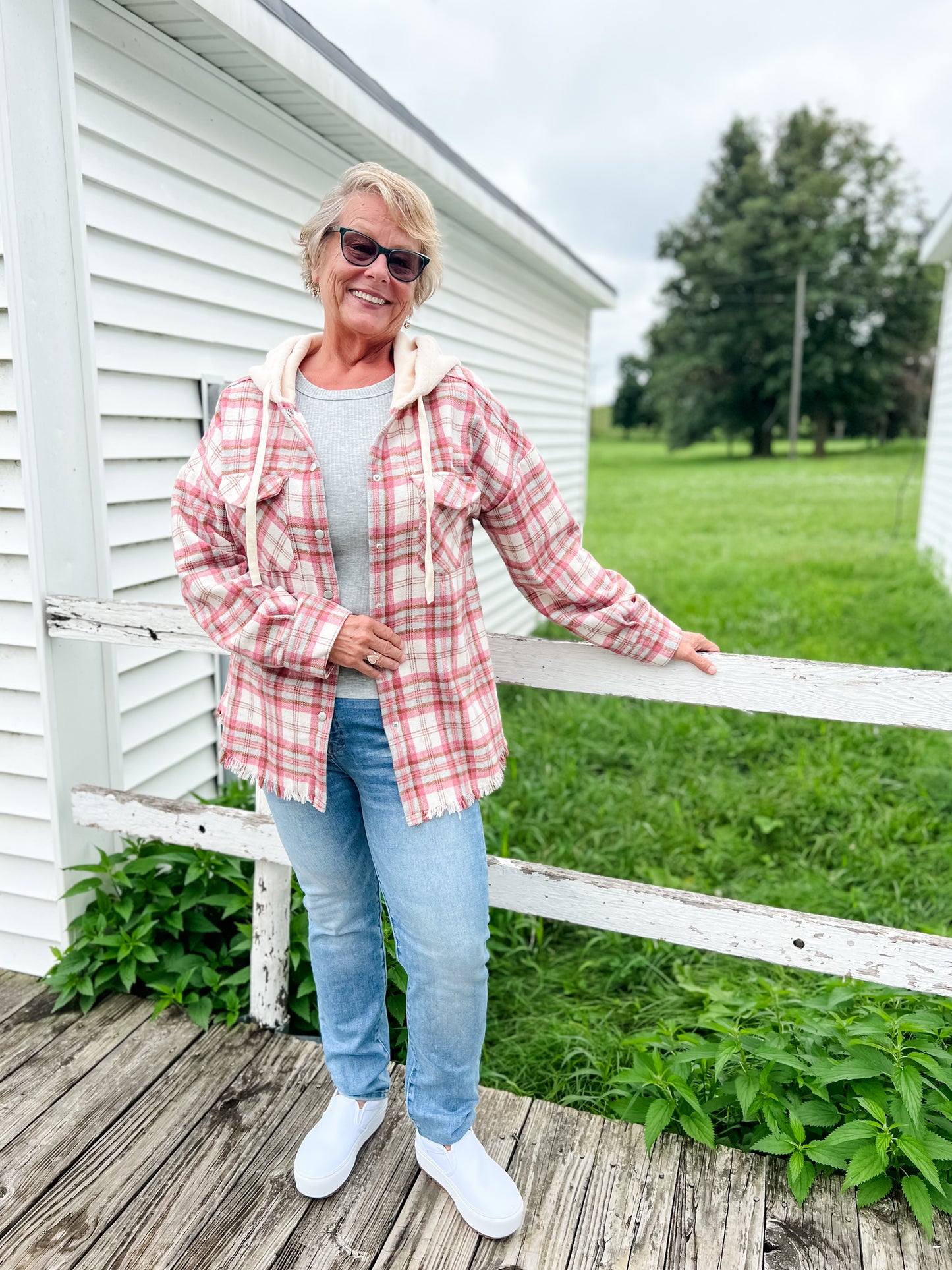 Cover Me Up Flannel Jacket - Pink