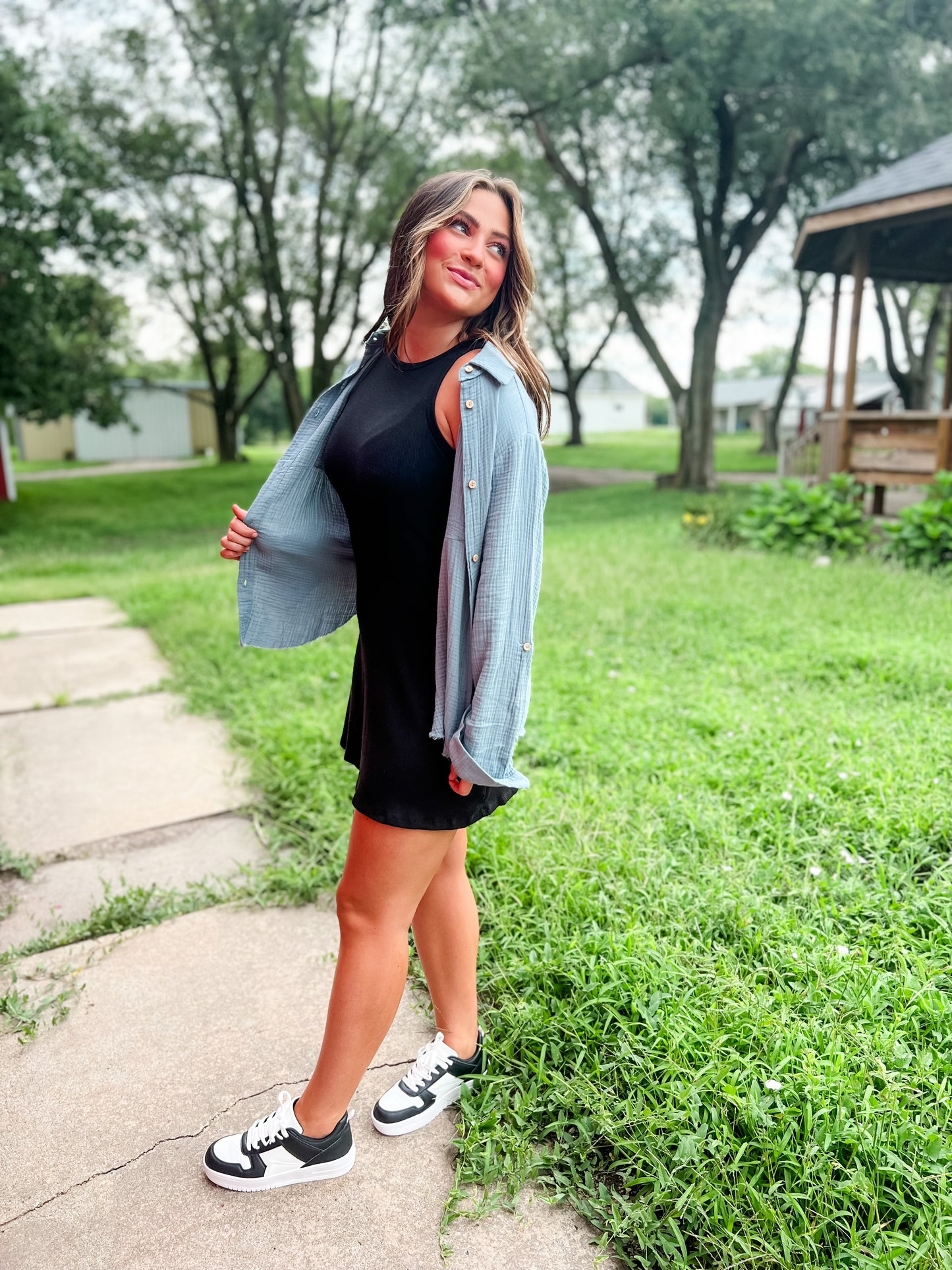 Good Gauze Button Down - Blue Grey