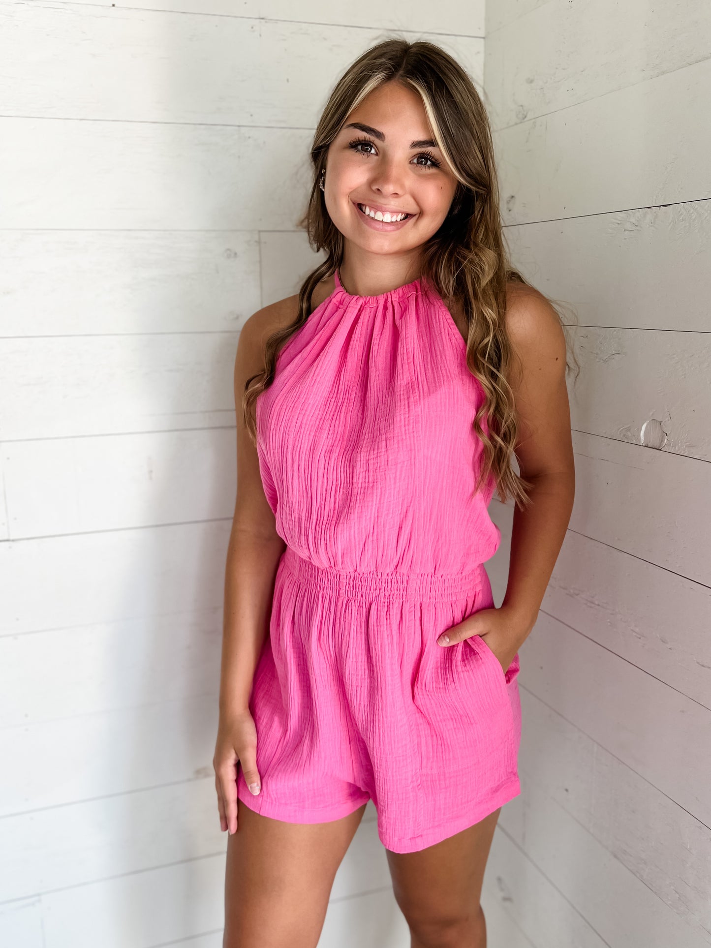 Sound of Sunshine Romper - Flamingo